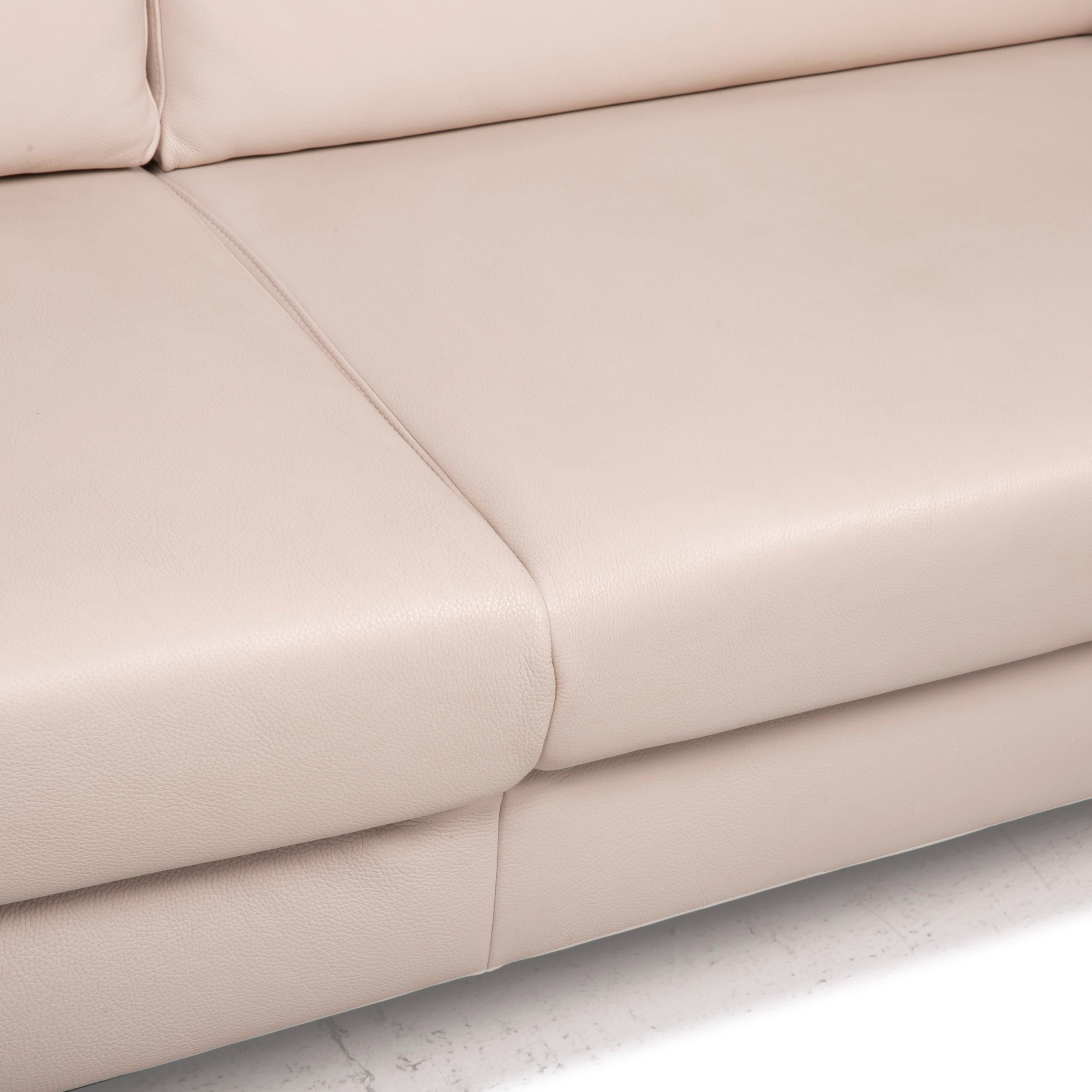 Modern Ewald Schillig Flex Plus Leather Sofa Cream Two-Seater For Sale