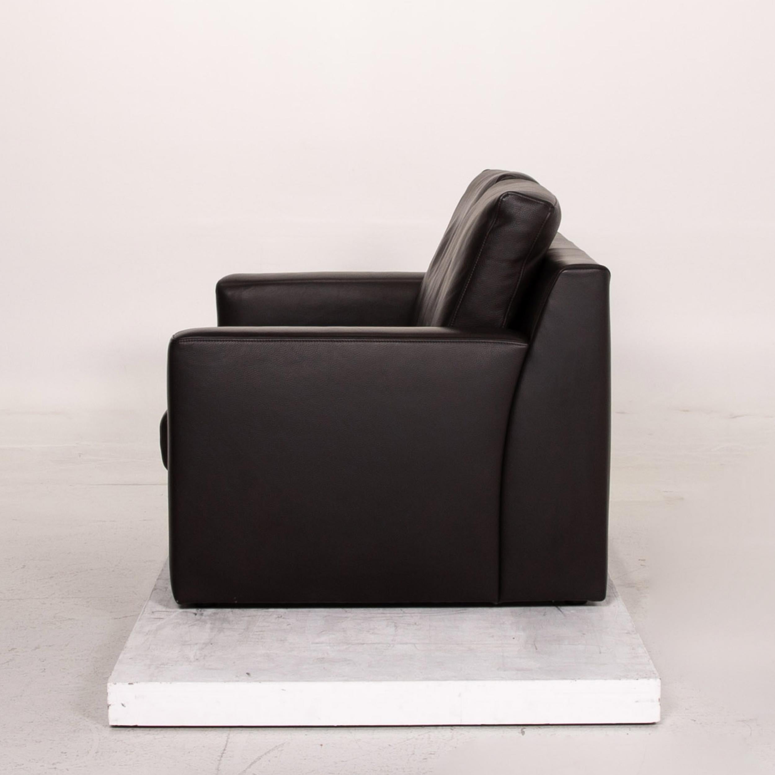 Ewald Schillig Flex Plus Leather Sofa Dark Brown Black Brown Two-Seat Couch For Sale 4