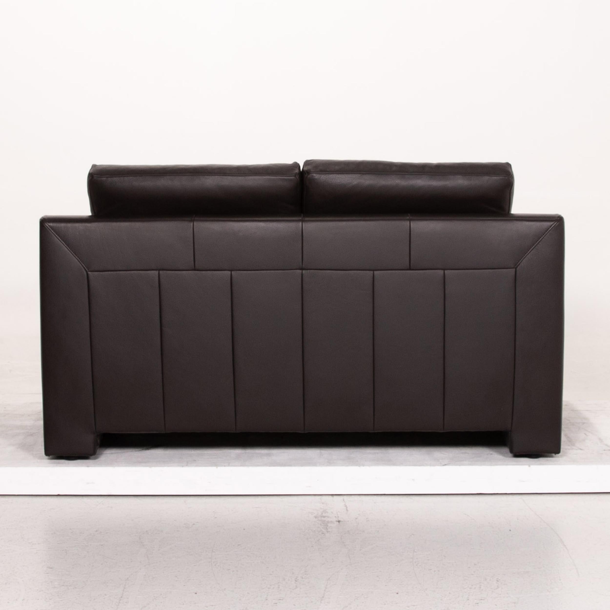 Ewald Schillig Flex Plus Leather Sofa Dark Brown Black Brown Two-Seat Couch For Sale 3