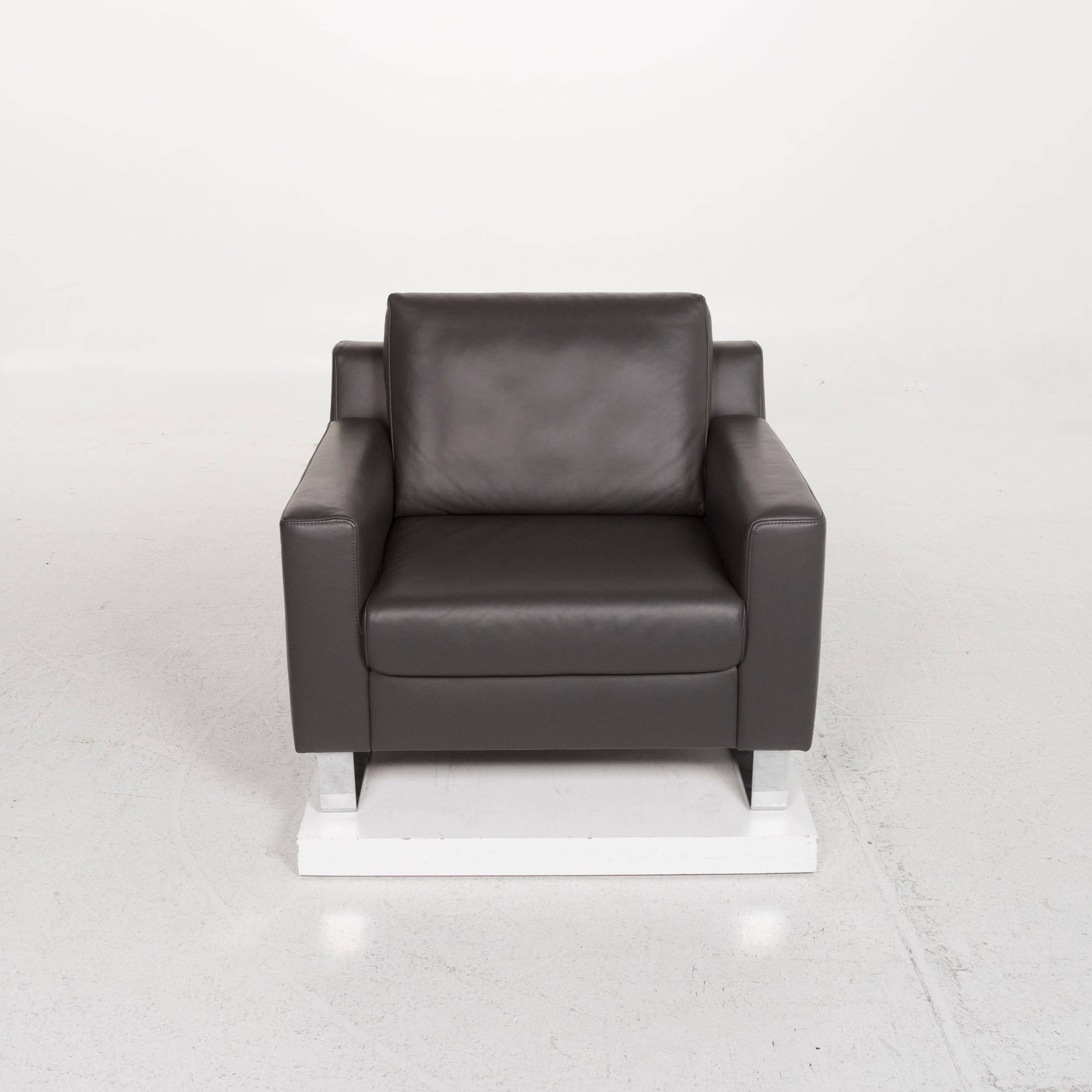 Contemporary Ewald Schillig Leather Armchair Gray For Sale