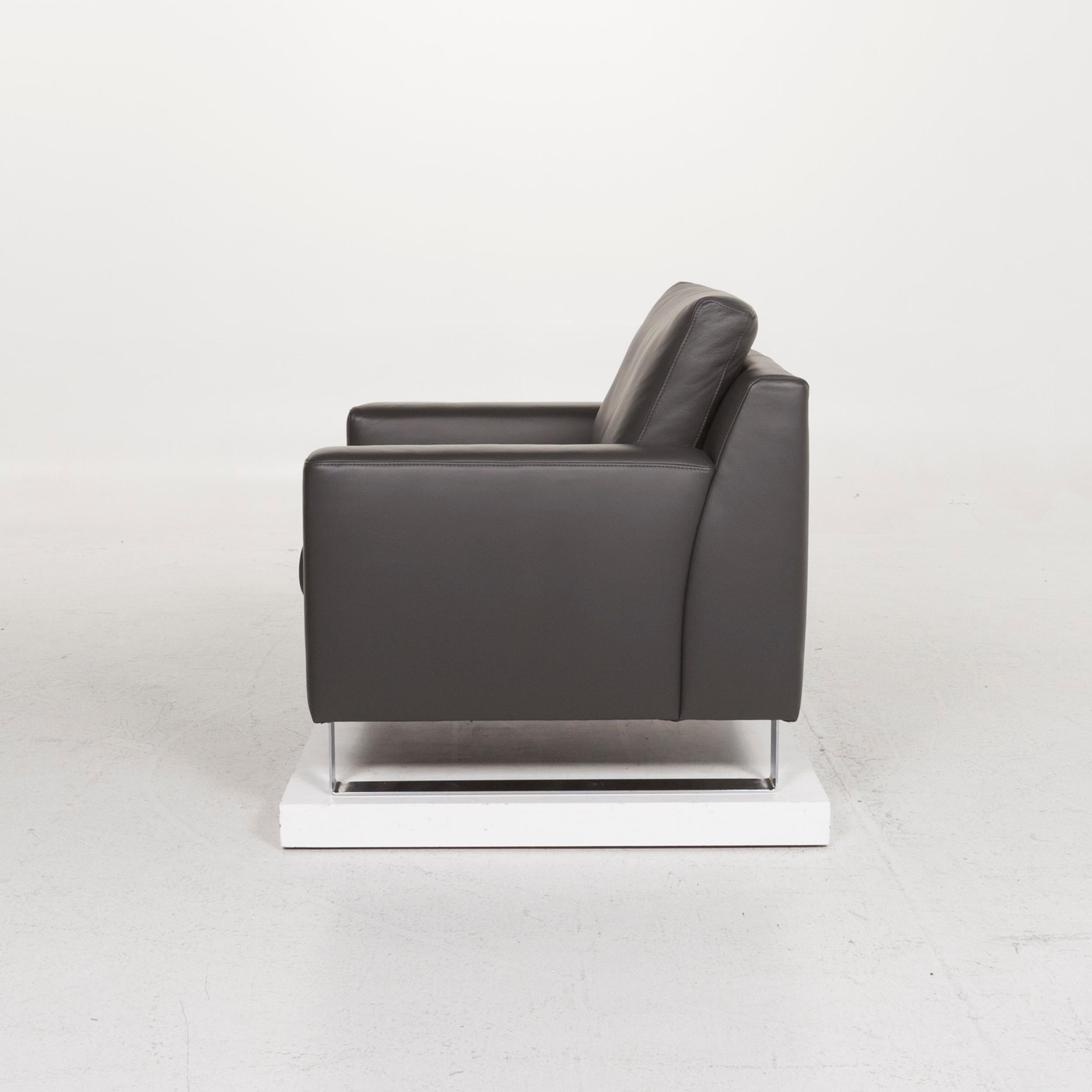 Ewald Schillig Leather Armchair Gray For Sale 3