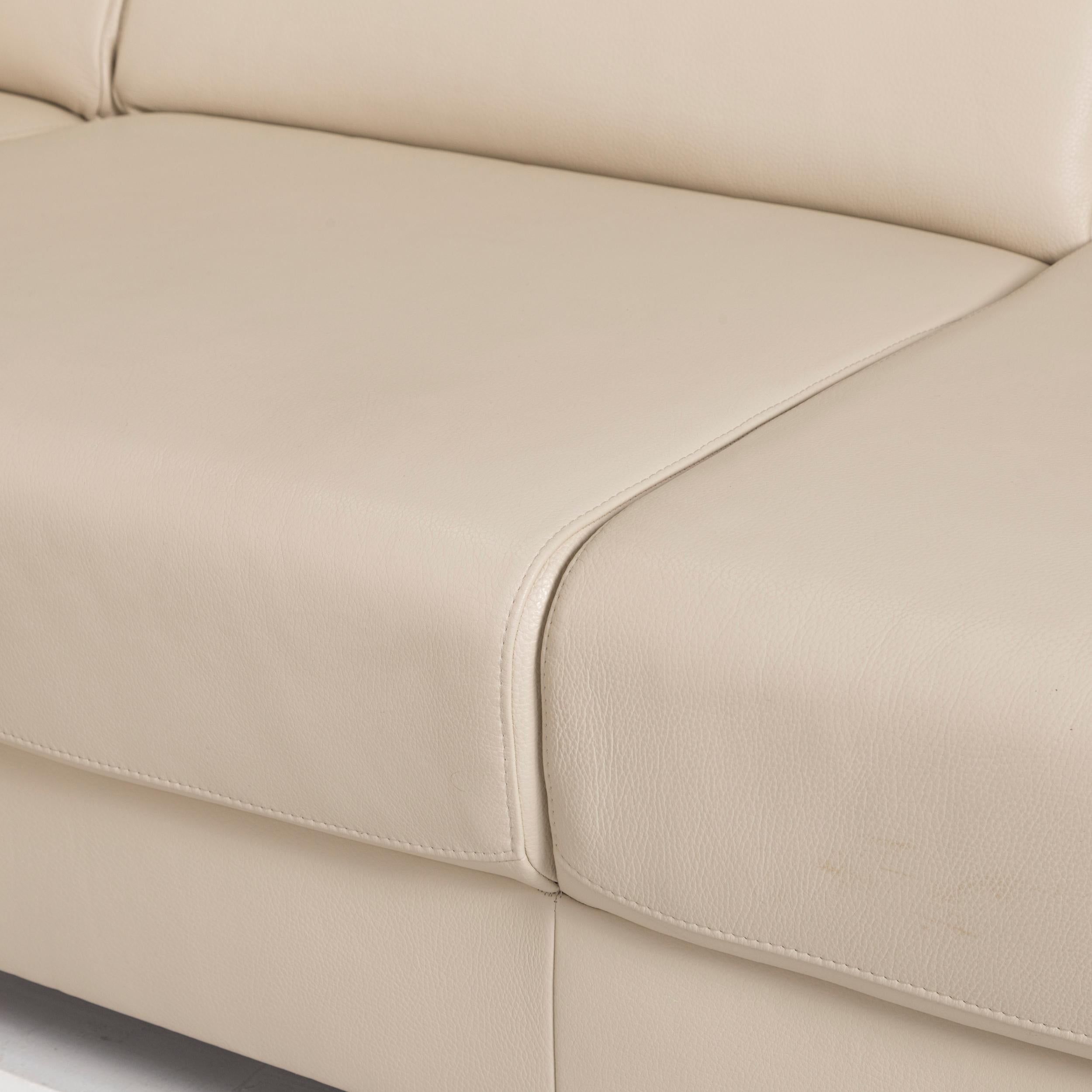 German Ewald Schillig Leather Corner Sofa Beige Sofa Couch For Sale