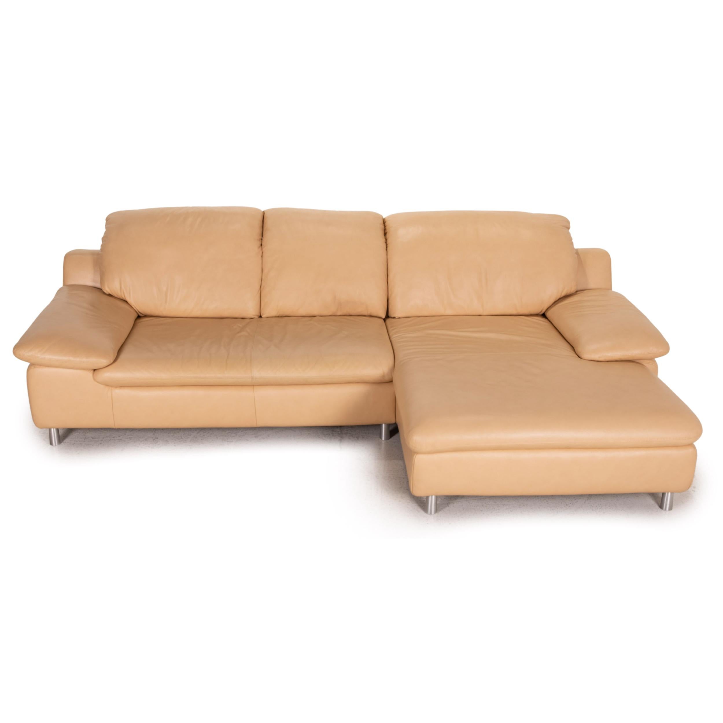 Ewald Schillig Leather Corner Sofa Beige Sofa Couch Incl, Stool 5