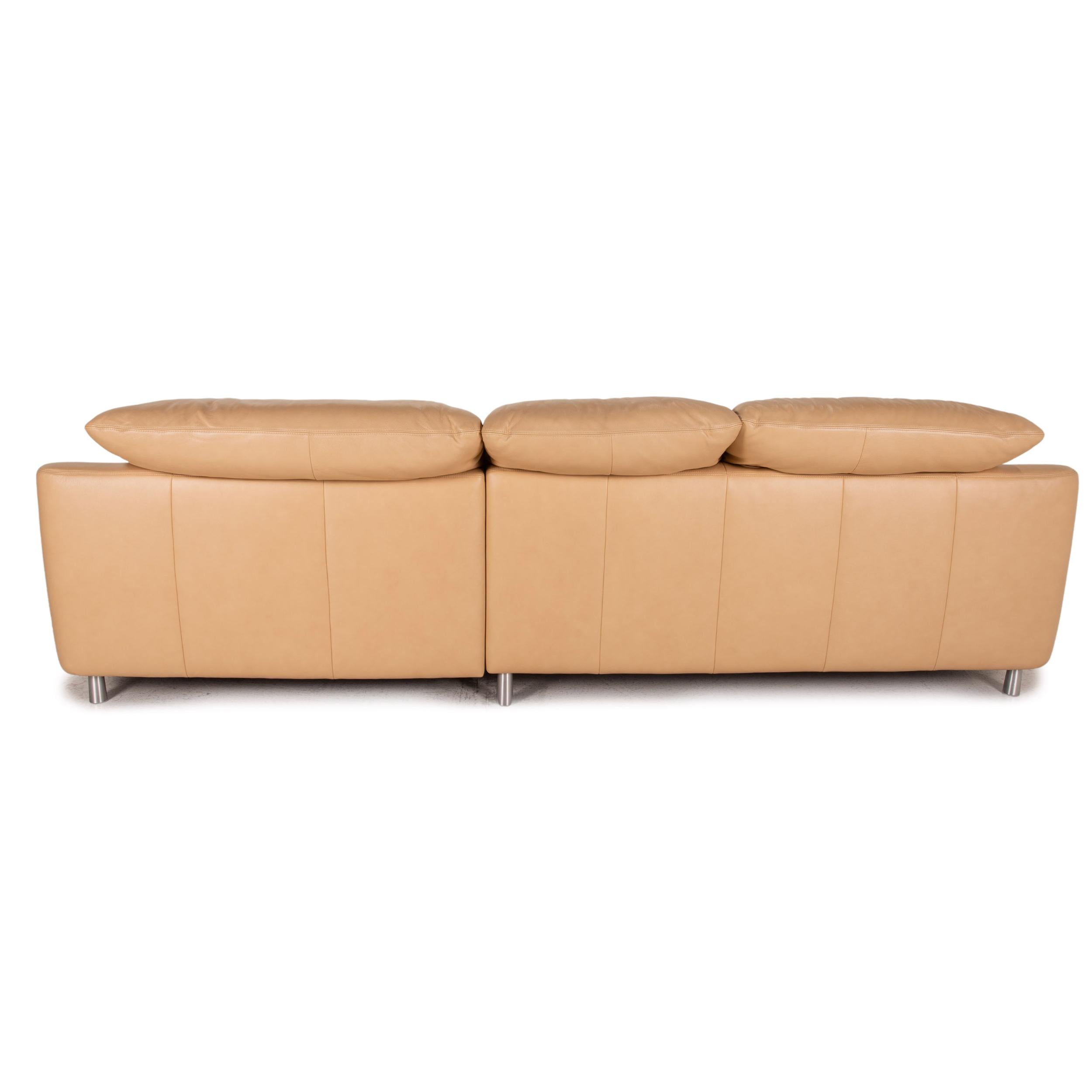 Ewald Schillig Leather Corner Sofa Beige Sofa Couch Incl, Stool 8