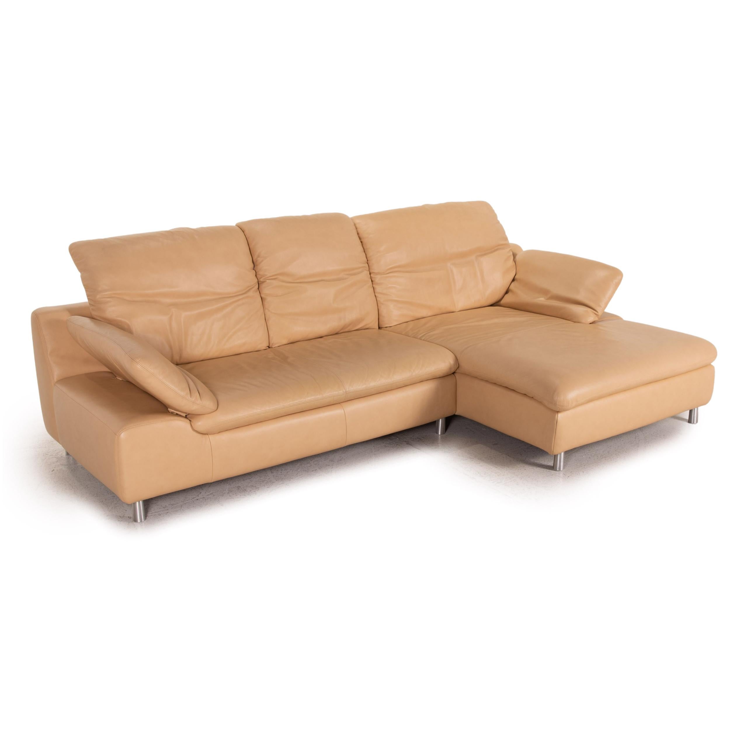 Modern Ewald Schillig Leather Corner Sofa Beige Sofa Couch Incl, Stool