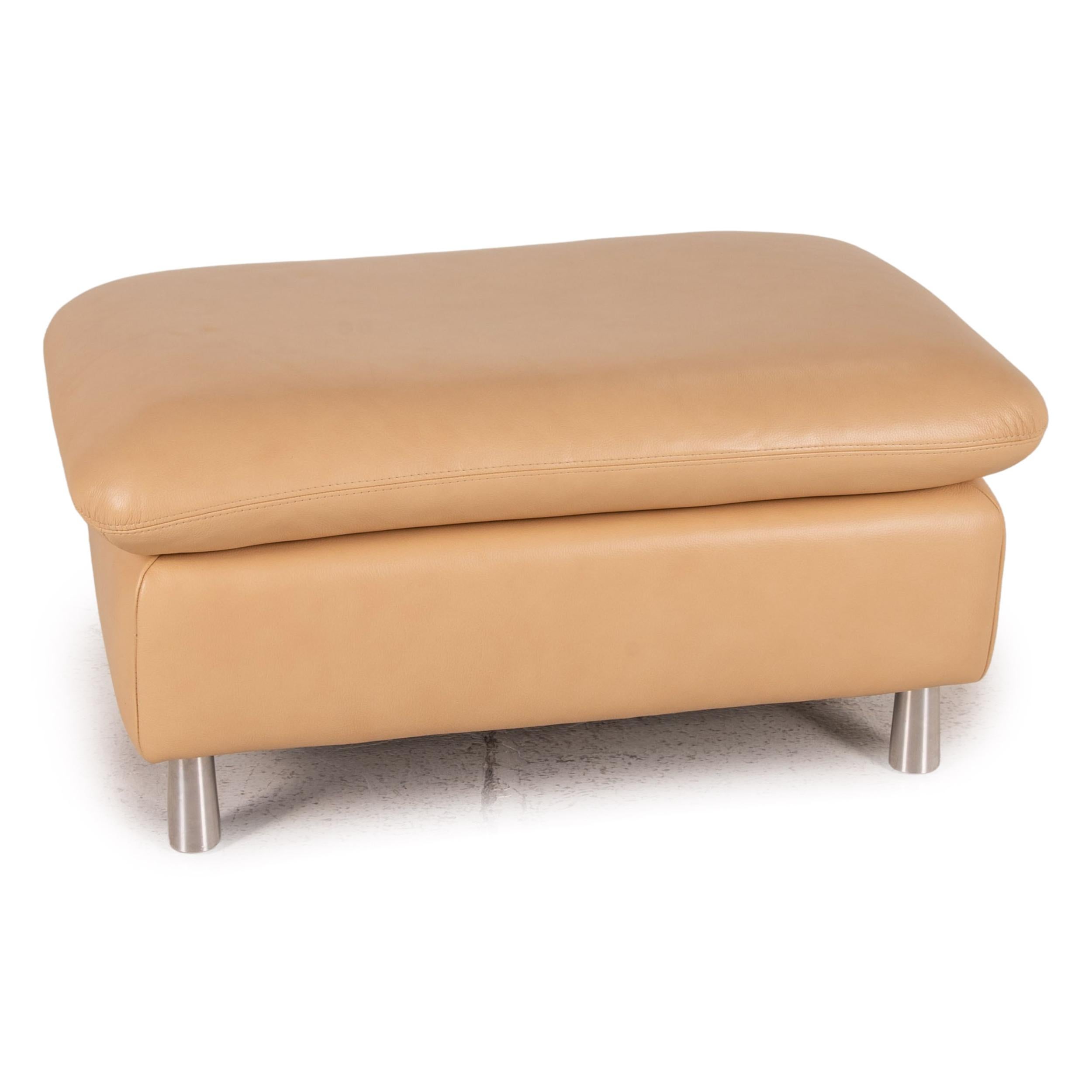 Ewald Schillig Leather Corner Sofa Beige Sofa Couch Incl, Stool 3