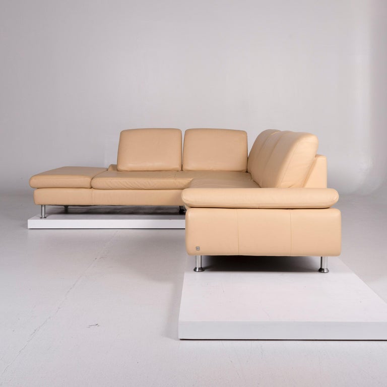 Ewald Schillig Leather Corner Sofa Beige Sofa Function Couch For Sale