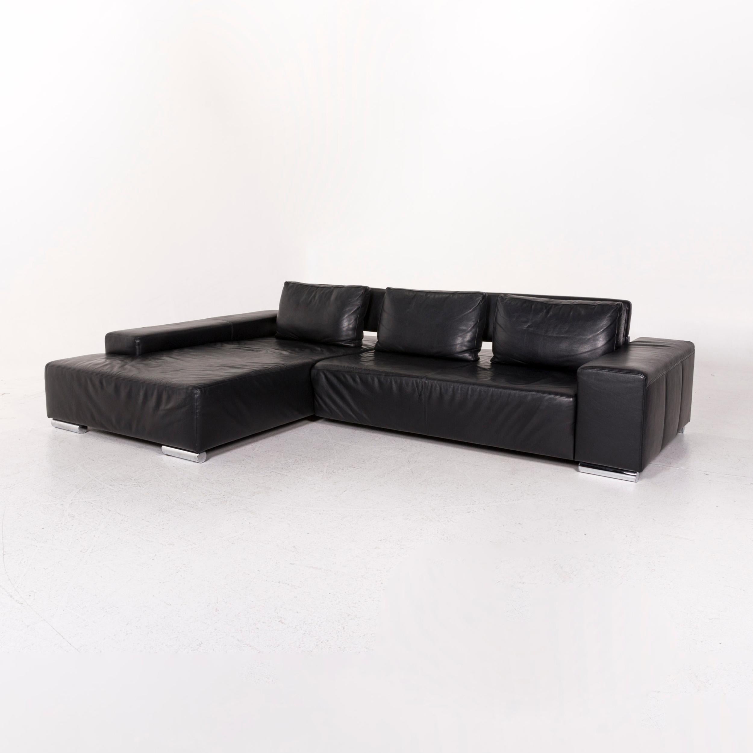 Ewald Schillig Leather Corner Sofa Black Sofa Couch 4