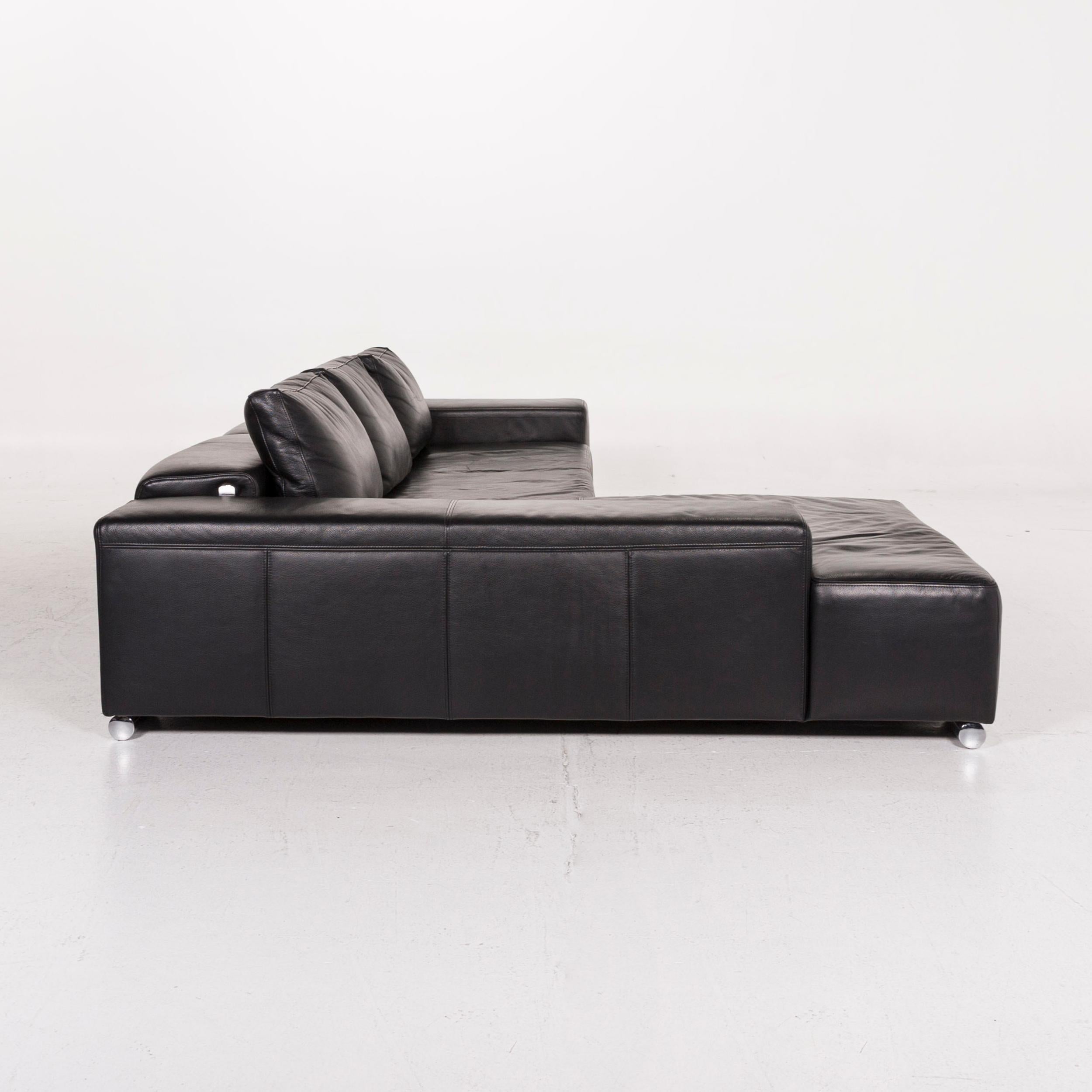 Ewald Schillig Leather Corner Sofa Black Sofa Couch 5