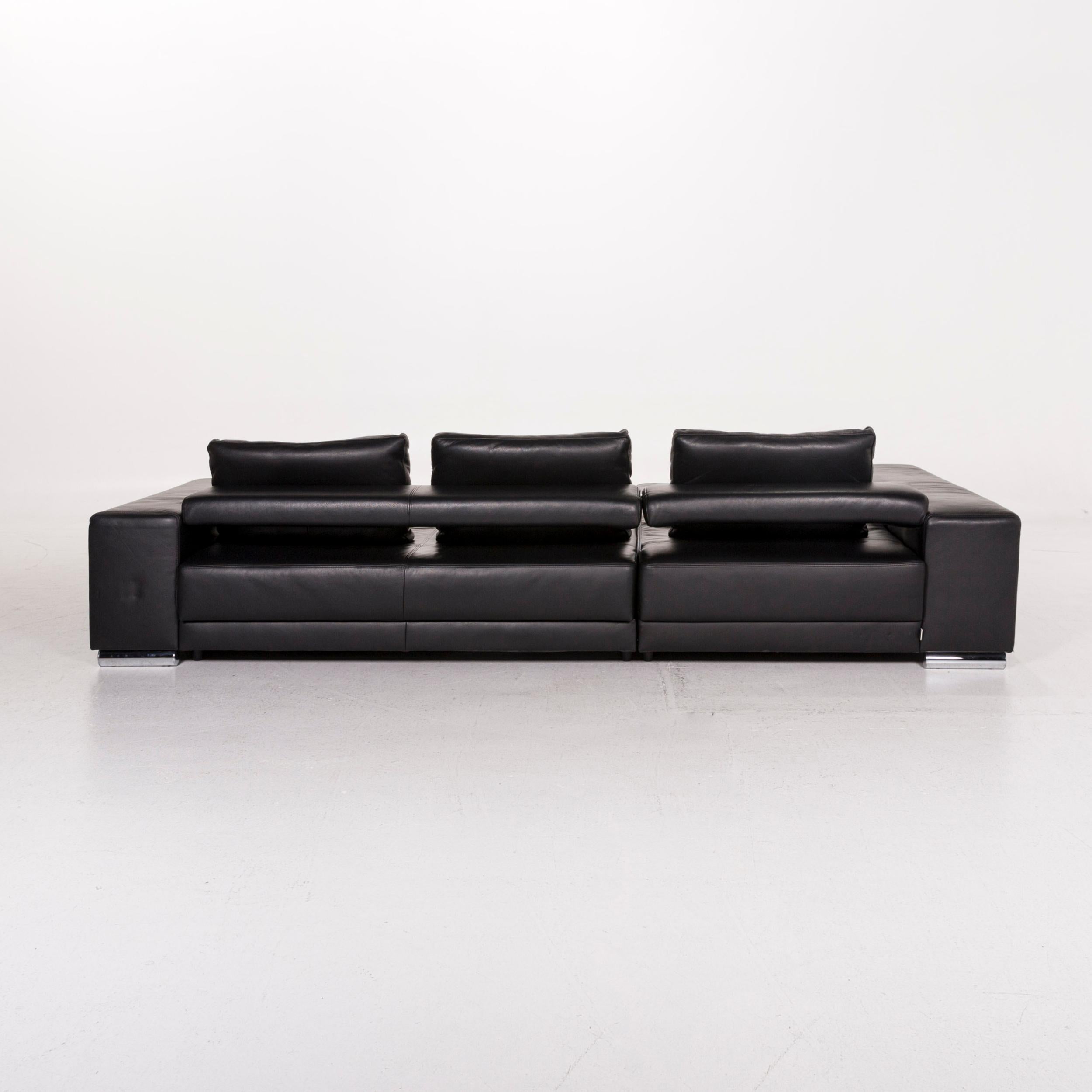 Ewald Schillig Leather Corner Sofa Black Sofa Couch 6
