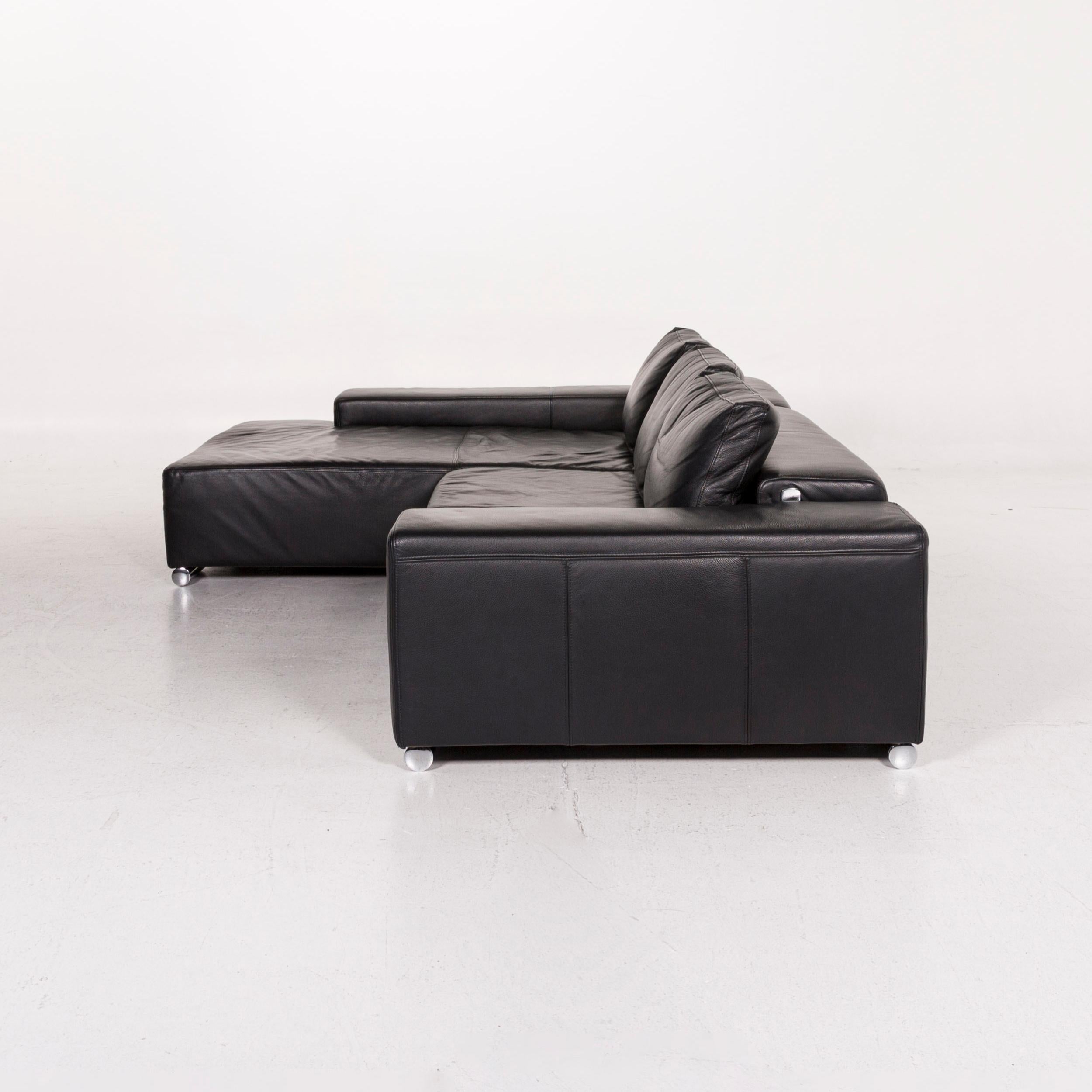 Ewald Schillig Leather Corner Sofa Black Sofa Couch 7