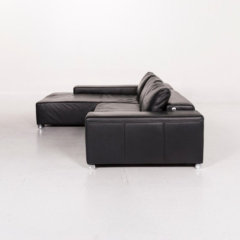 Ewald Schillig Leather Corner Sofa Black Sofa Couch at 1stDibs