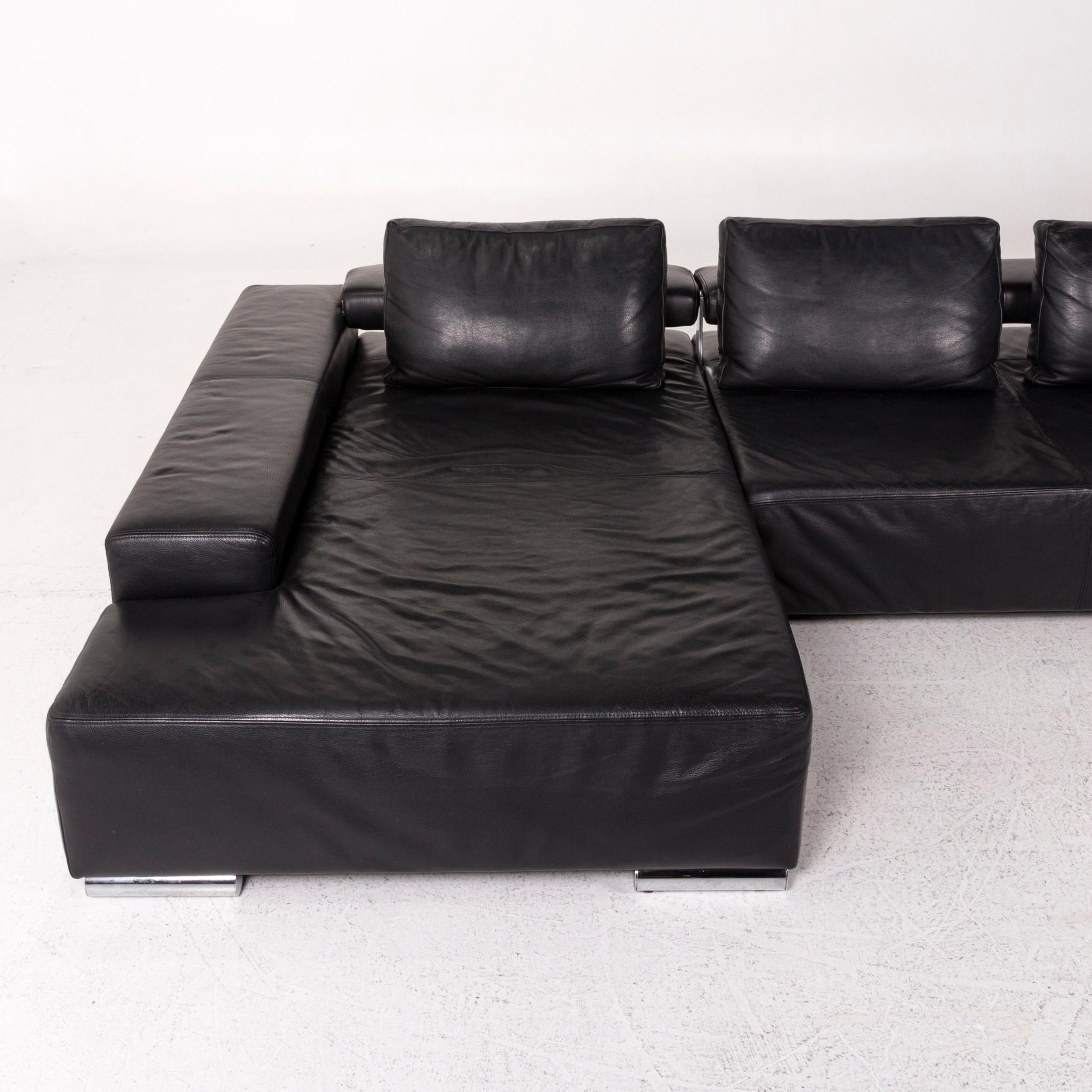 Ewald Schillig Leather Corner Sofa Black Sofa Couch 1