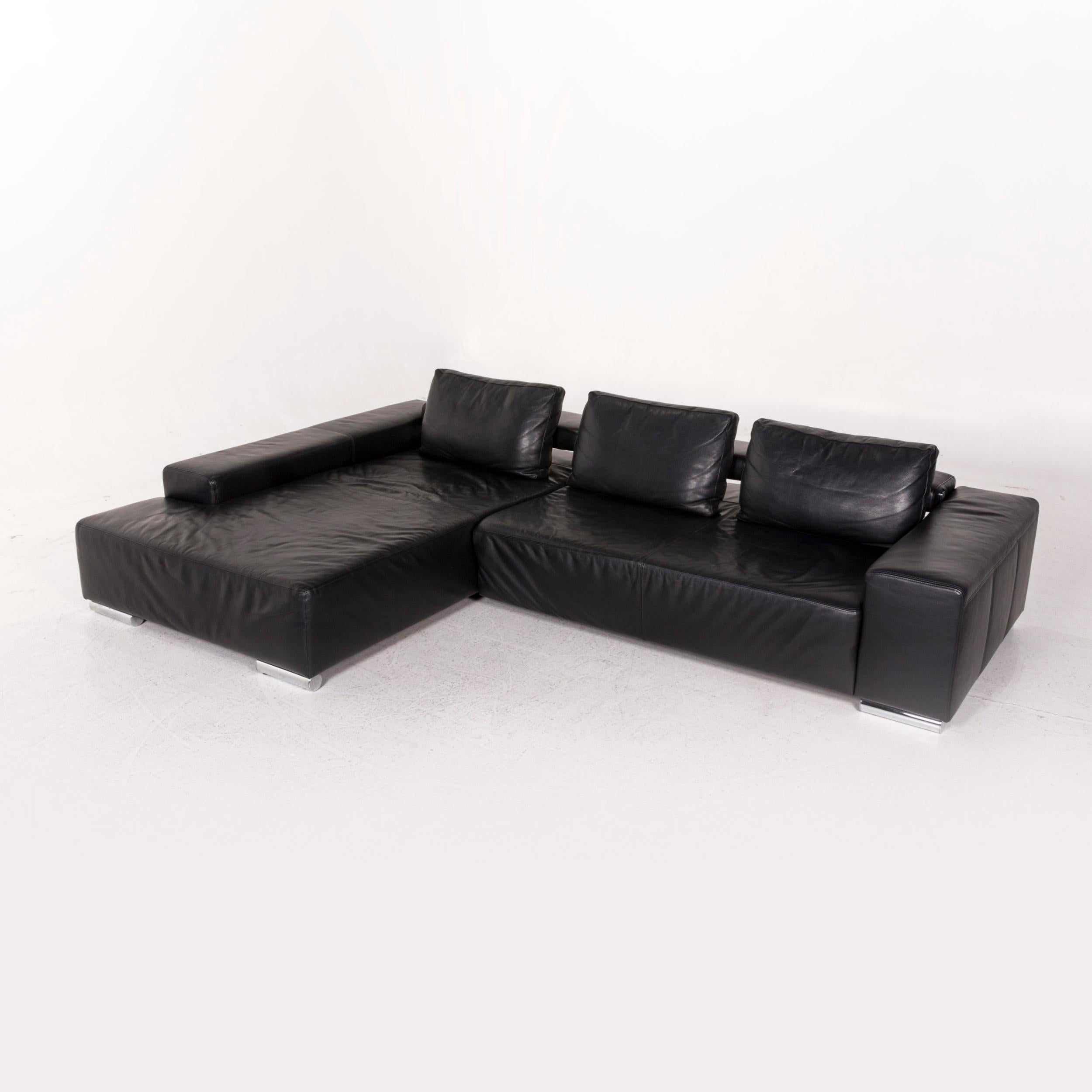 Ewald Schillig Leather Corner Sofa Black Sofa Couch 3