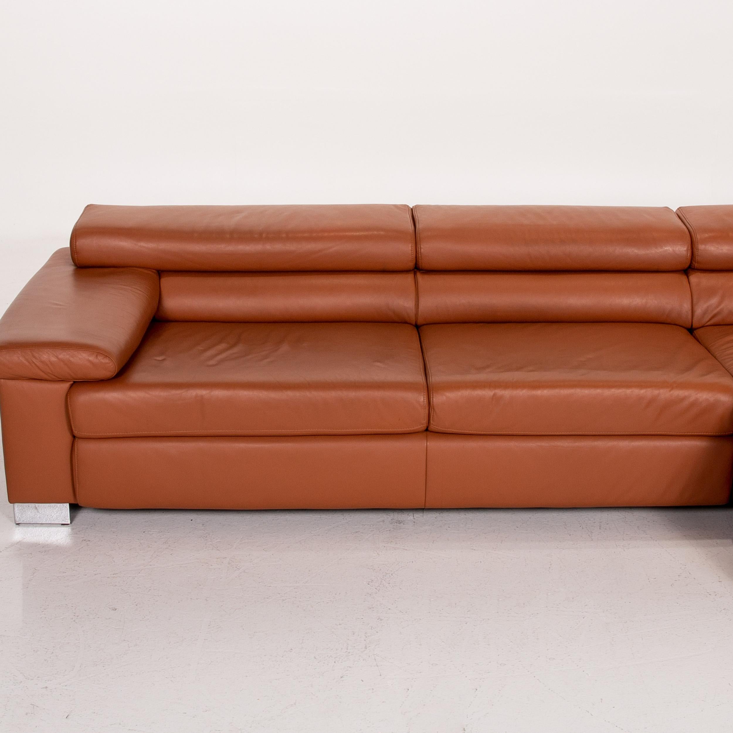 Ewald Schillig Leather Corner Sofa Brown Cognac Sofa Function Couch 3