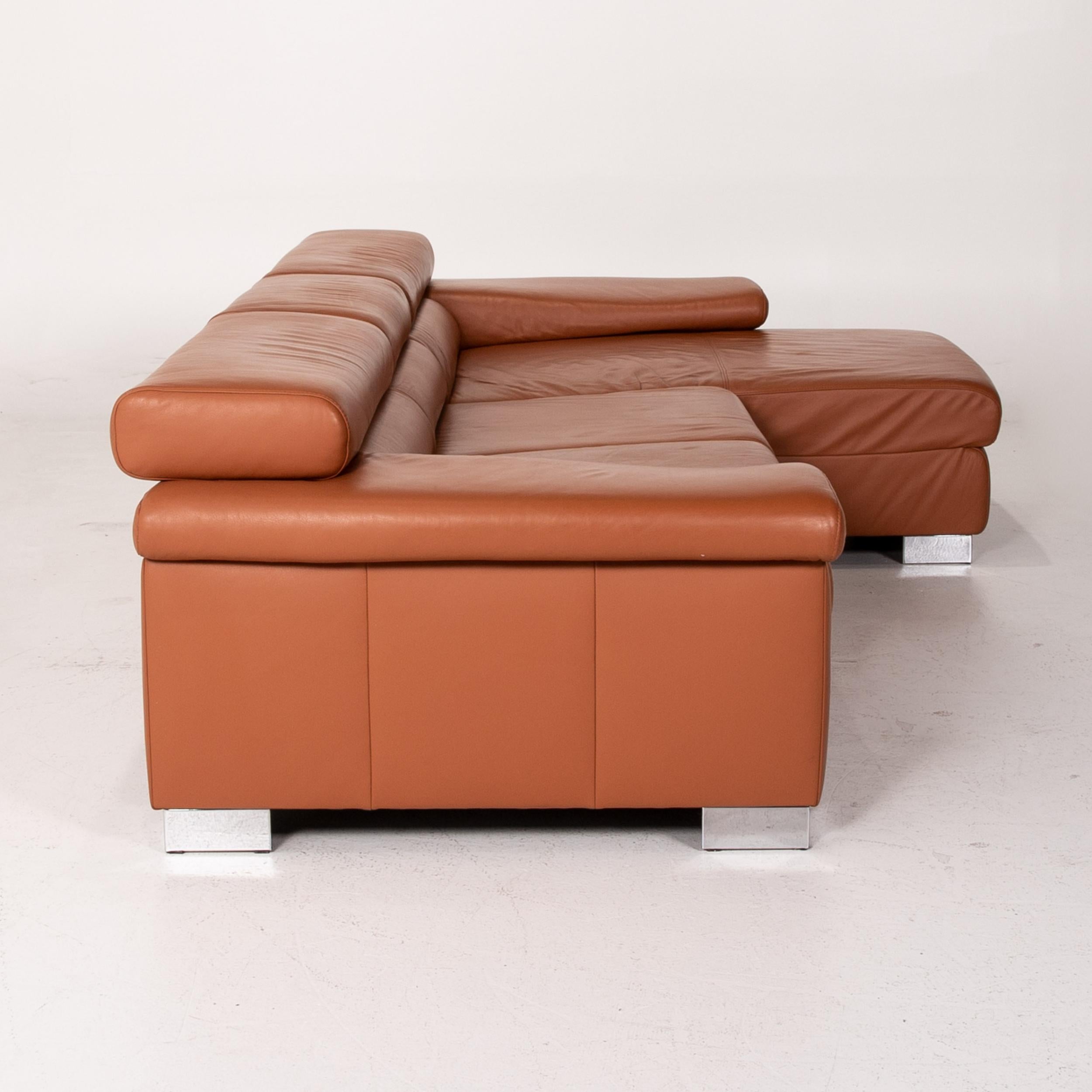 Ewald Schillig Leather Corner Sofa Brown Cognac Sofa Function Couch 5