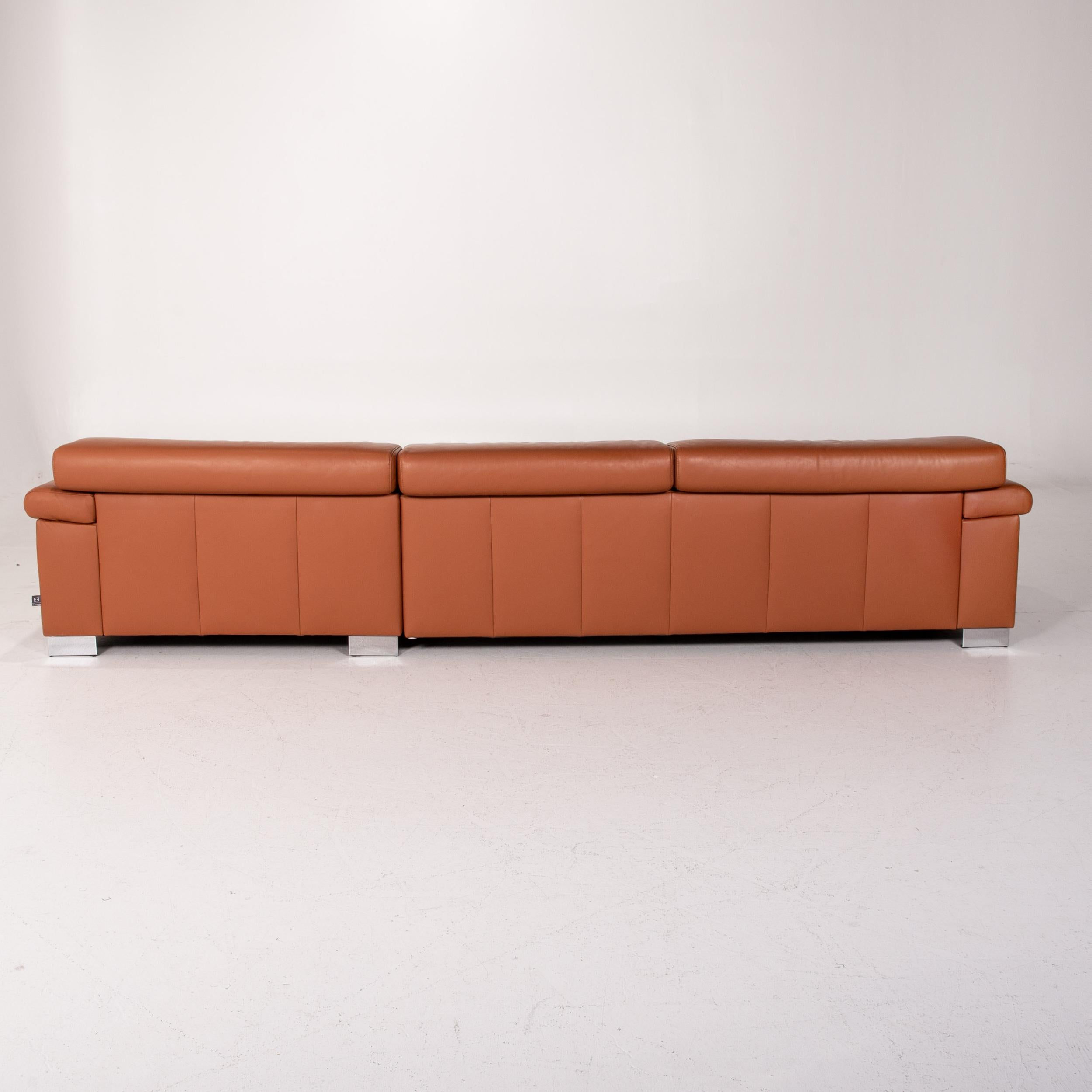 Ewald Schillig Leather Corner Sofa Brown Cognac Sofa Function Couch 6