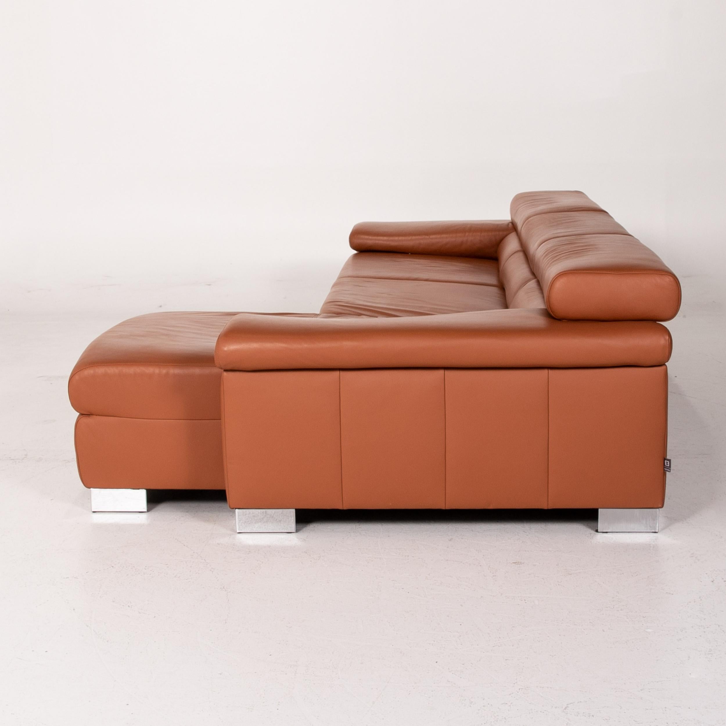 Ewald Schillig Leather Corner Sofa Brown Cognac Sofa Function Couch 7
