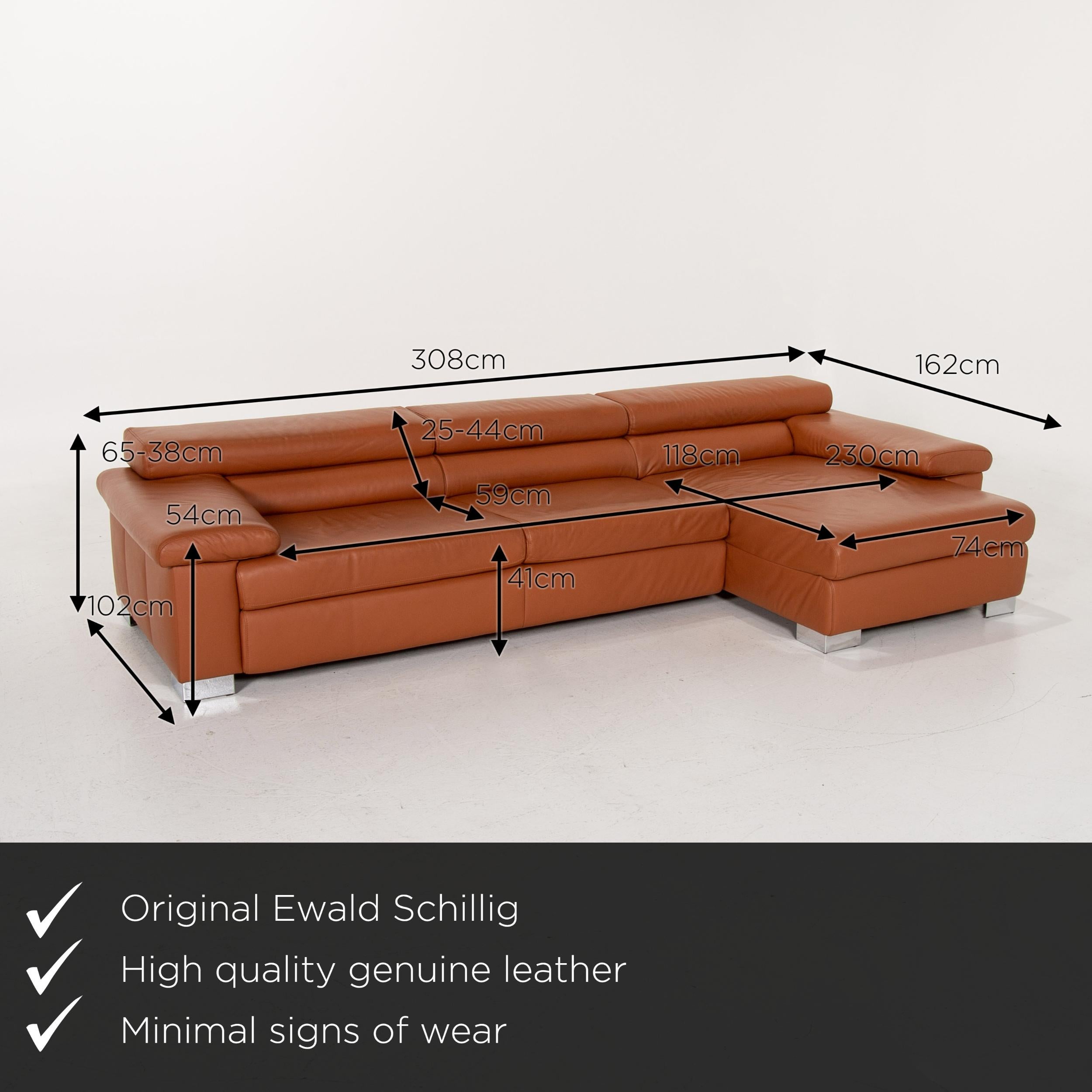 We present to you an Ewald Schillig leather corner sofa brown cognac sofa function couch.

 

 Product measurements in centimeters:
 

Depth 102
Width 162
Height 65
Seat height 41
Rest height 54
Seat depth 59
Seat width 233
Back height