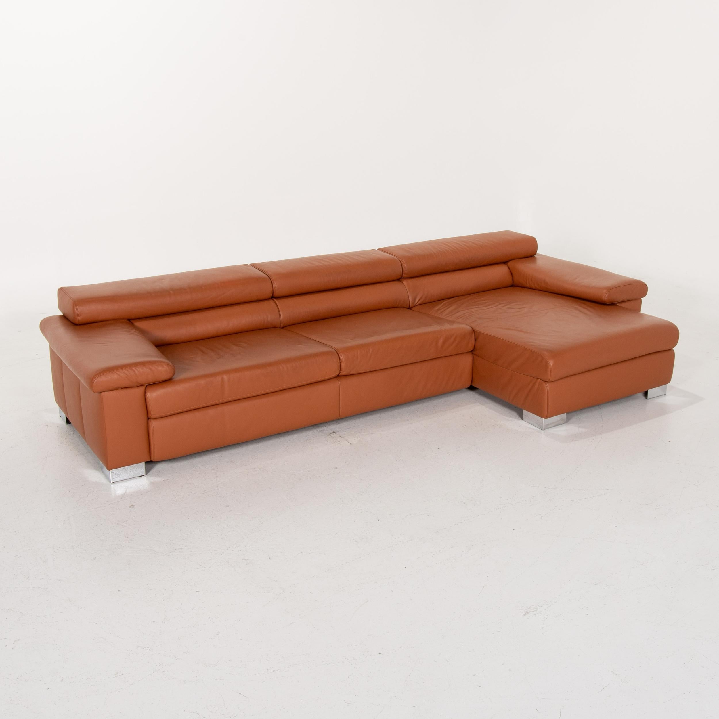 Ewald Schillig Leather Corner Sofa Brown Cognac Sofa Function Couch 2