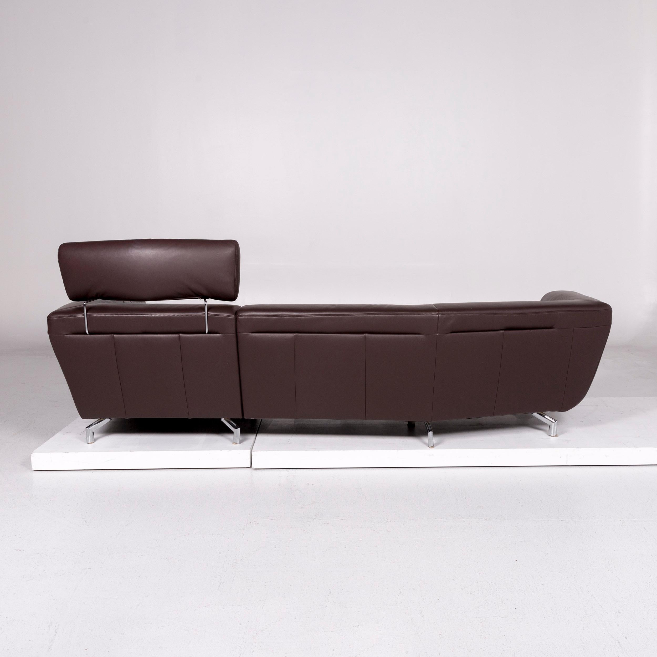Ewald Schillig Leather Corner Sofa Brown Dark Brown Sofa Couch For Sale 4