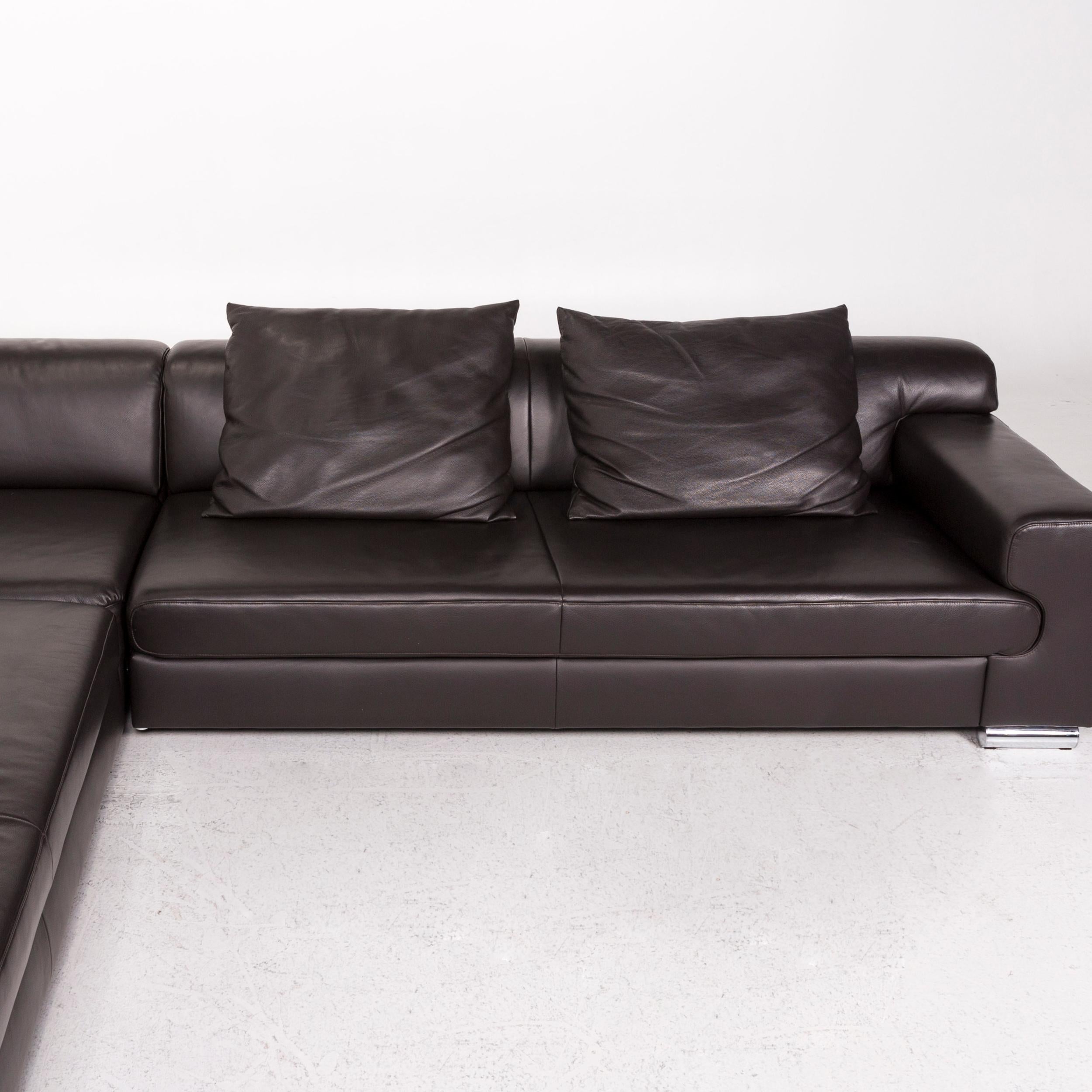 Ewald Schillig Leather Corner Sofa Brown Dark Brown Sofa Couch For Sale 4