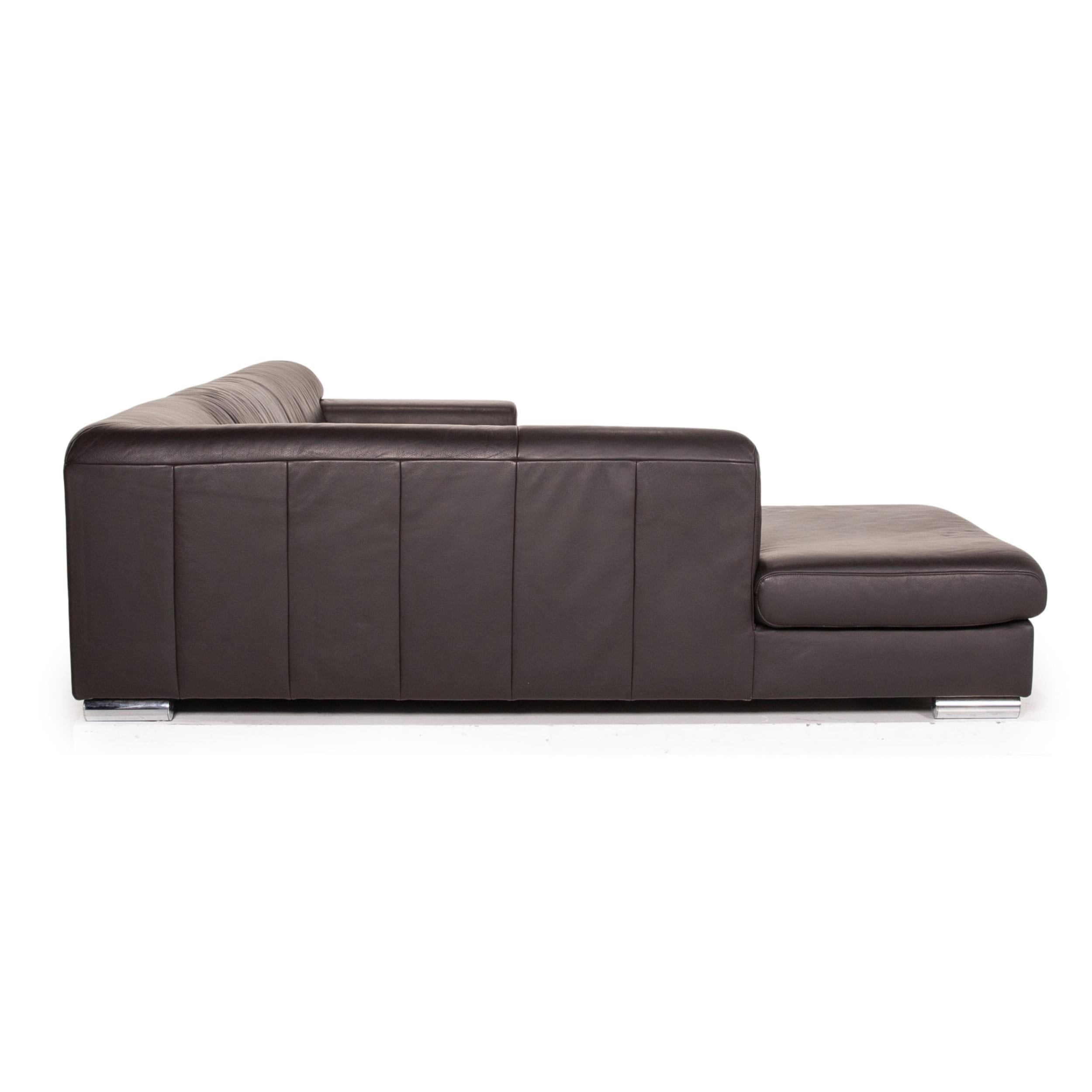 Ewald Schillig Leather Corner Sofa Brown Dark Brown Sofa Couch 4