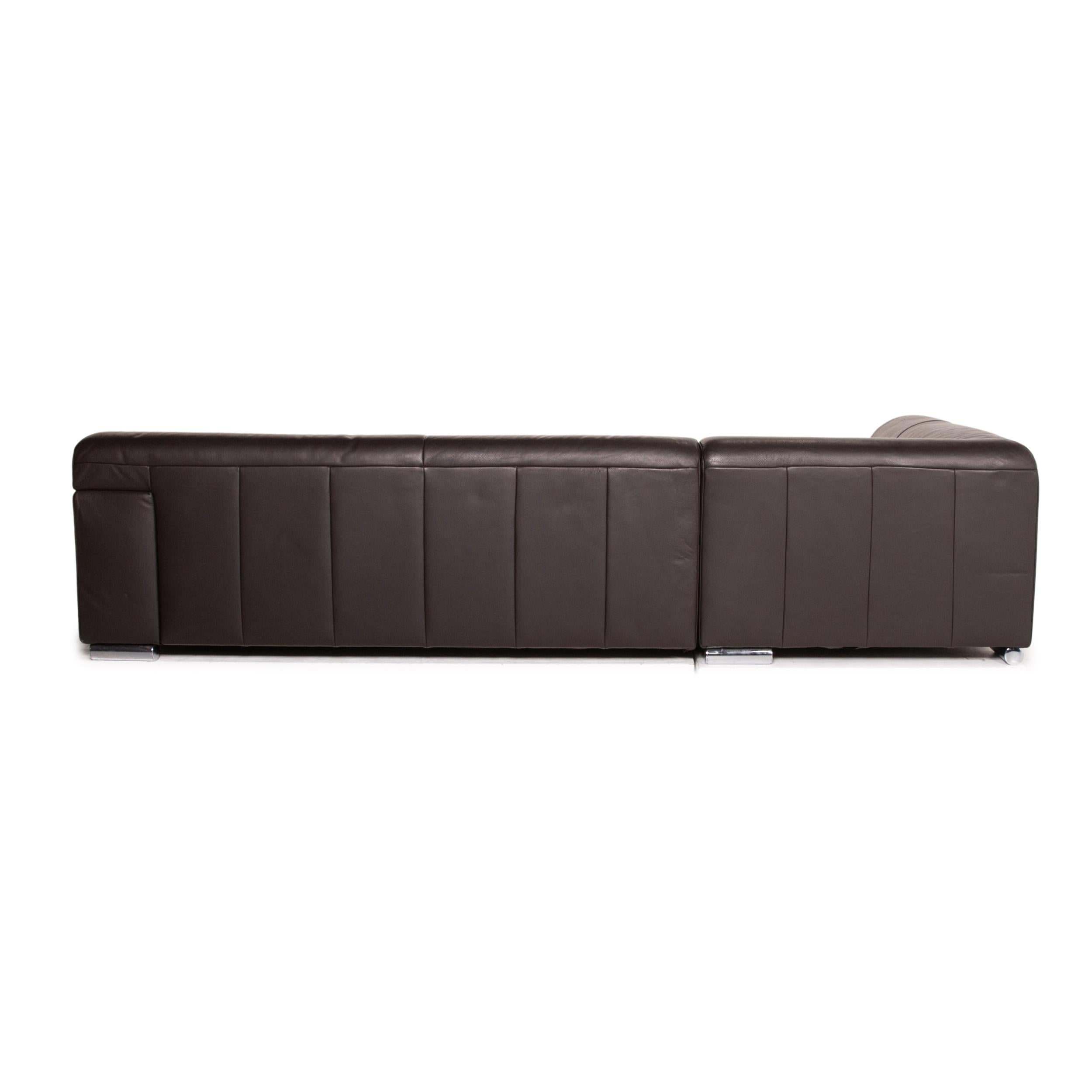 Ewald Schillig Leather Corner Sofa Brown Dark Brown Sofa Couch 5