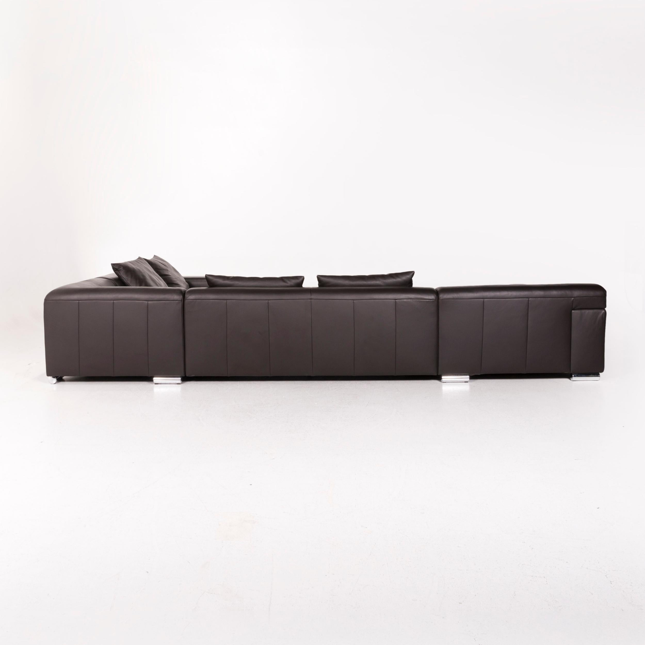 Ewald Schillig Leather Corner Sofa Brown Dark Brown Sofa Couch For Sale 6