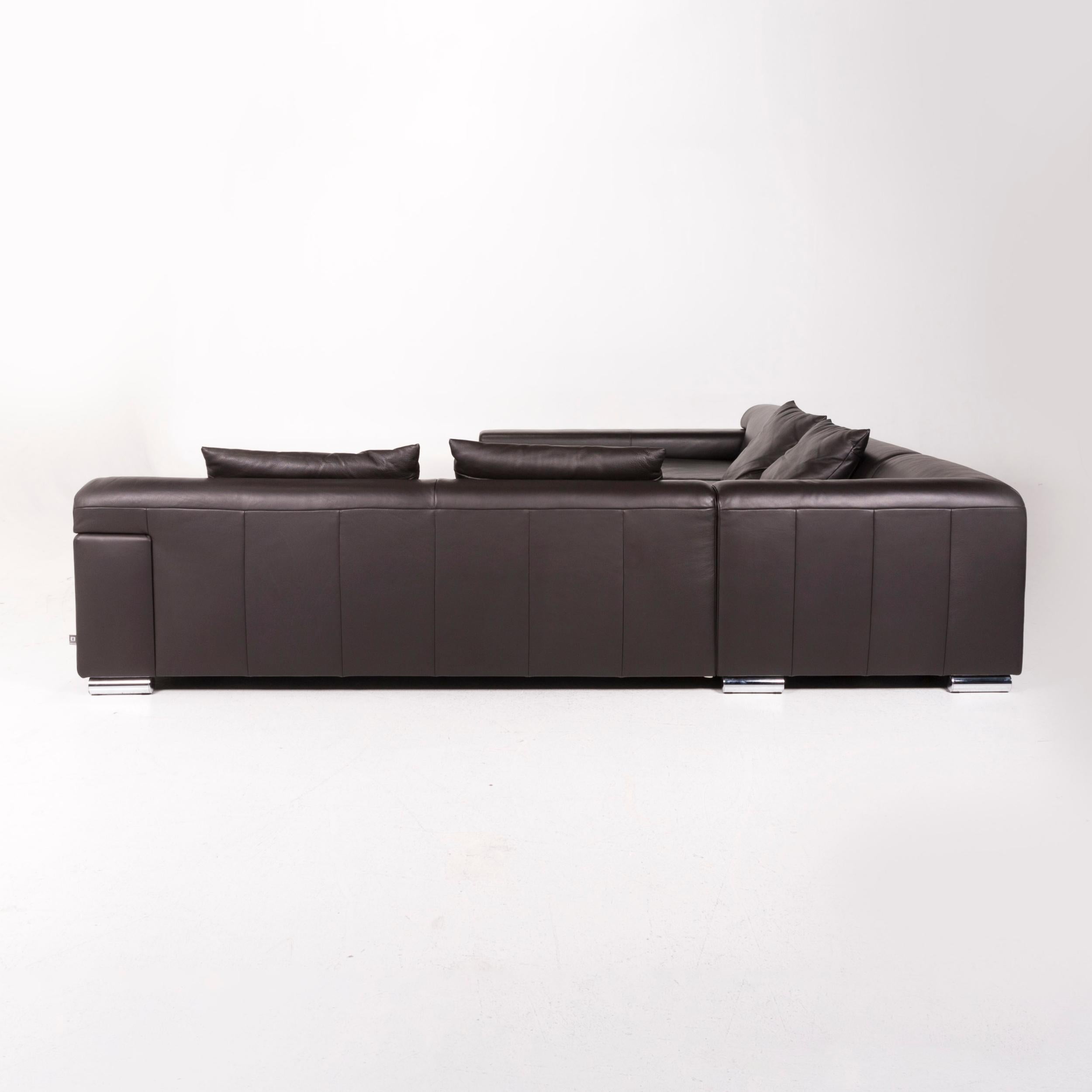 Ewald Schillig Leather Corner Sofa Brown Dark Brown Sofa Couch For Sale 7