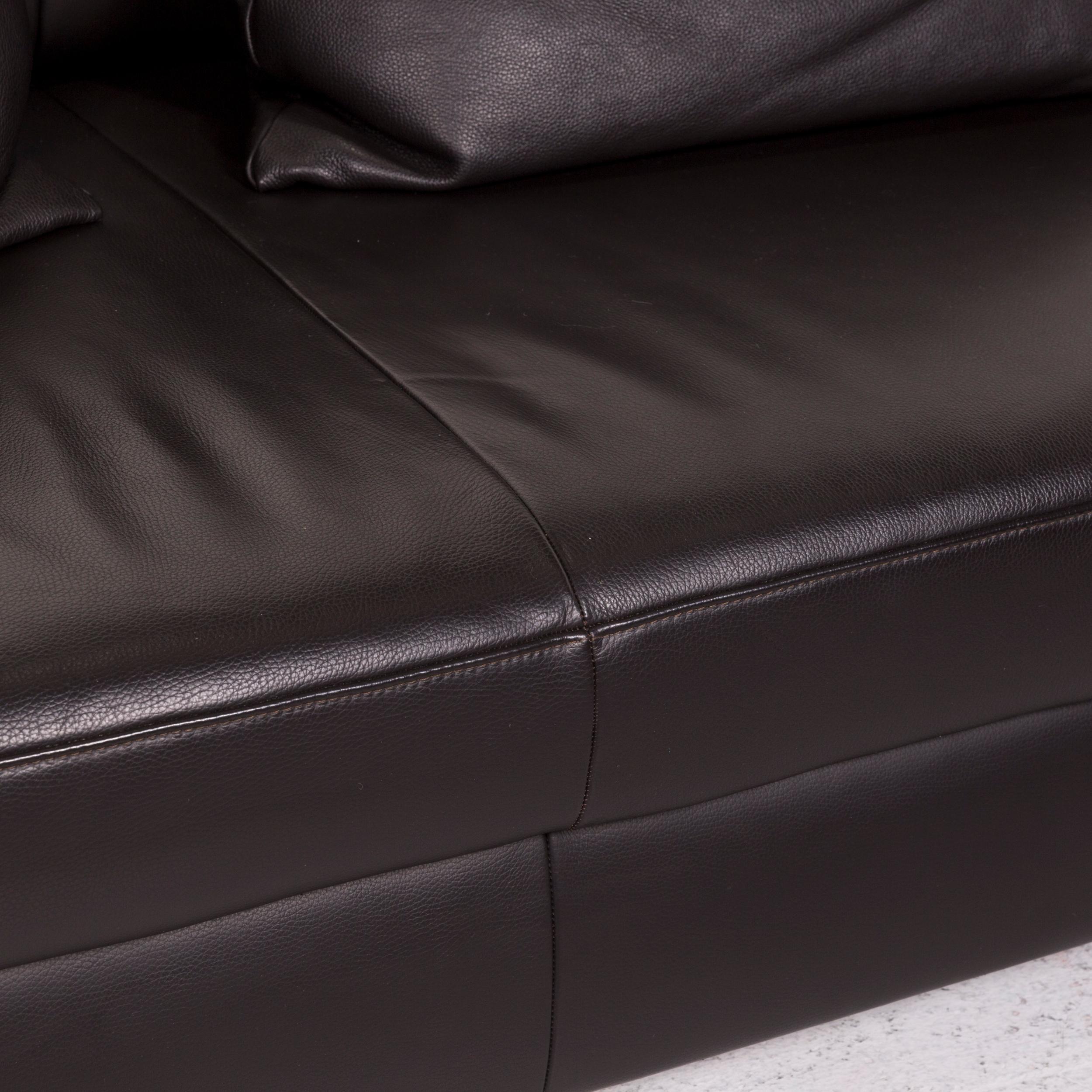 Modern Ewald Schillig Leather Corner Sofa Brown Dark Brown Sofa Couch For Sale