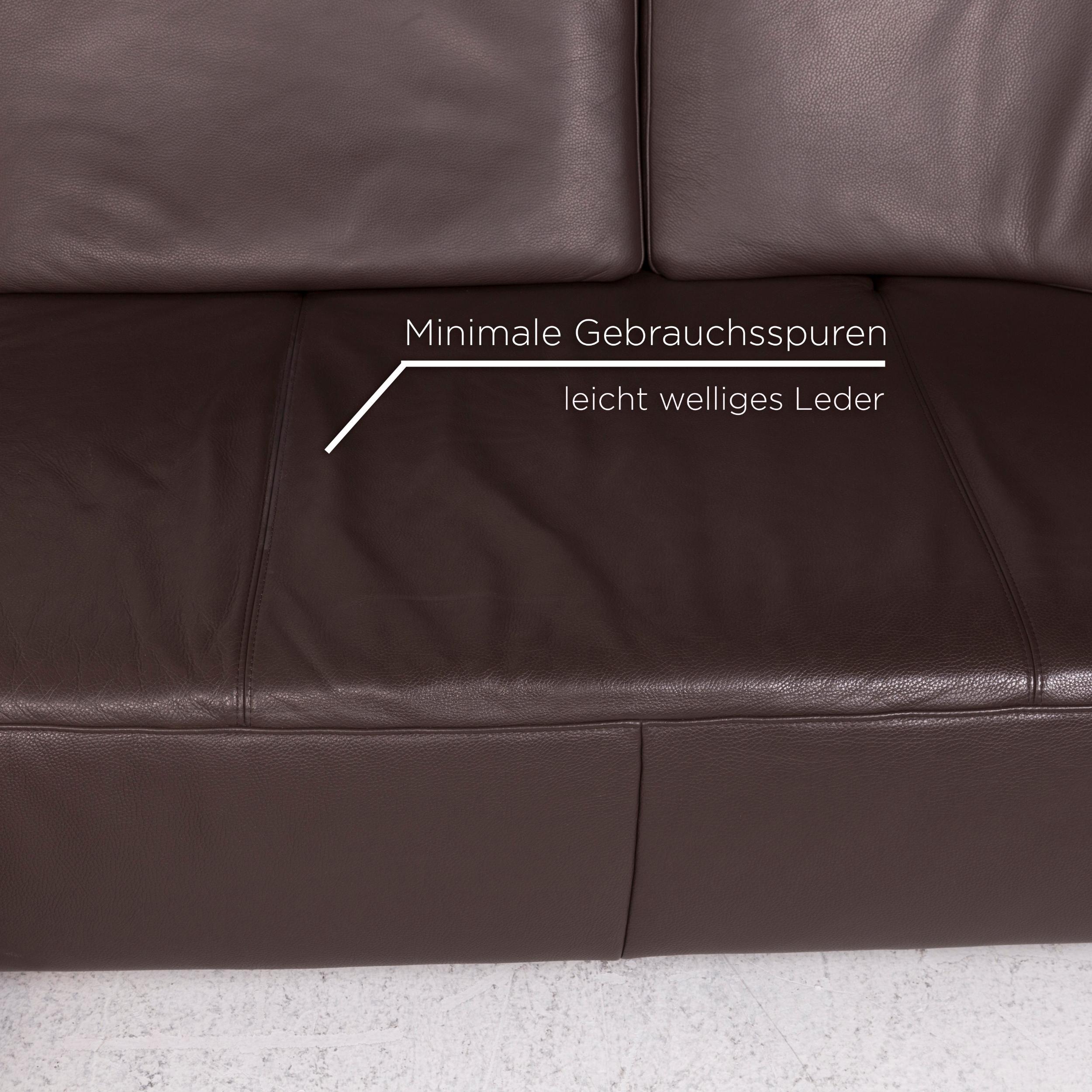 Modern Ewald Schillig Leather Corner Sofa Brown Dark Brown Sofa Couch