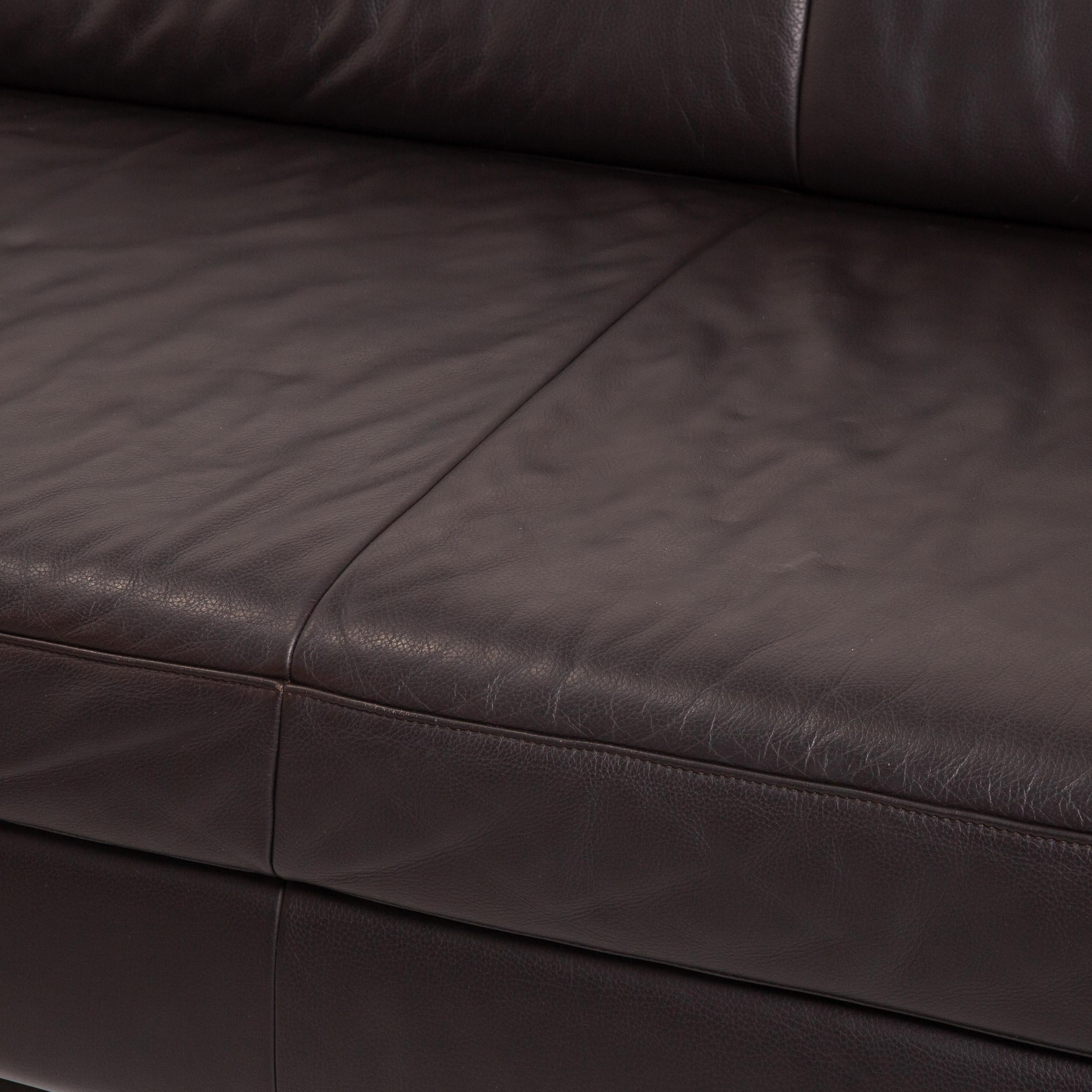 German Ewald Schillig Leather Corner Sofa Brown Dark Brown Sofa Couch