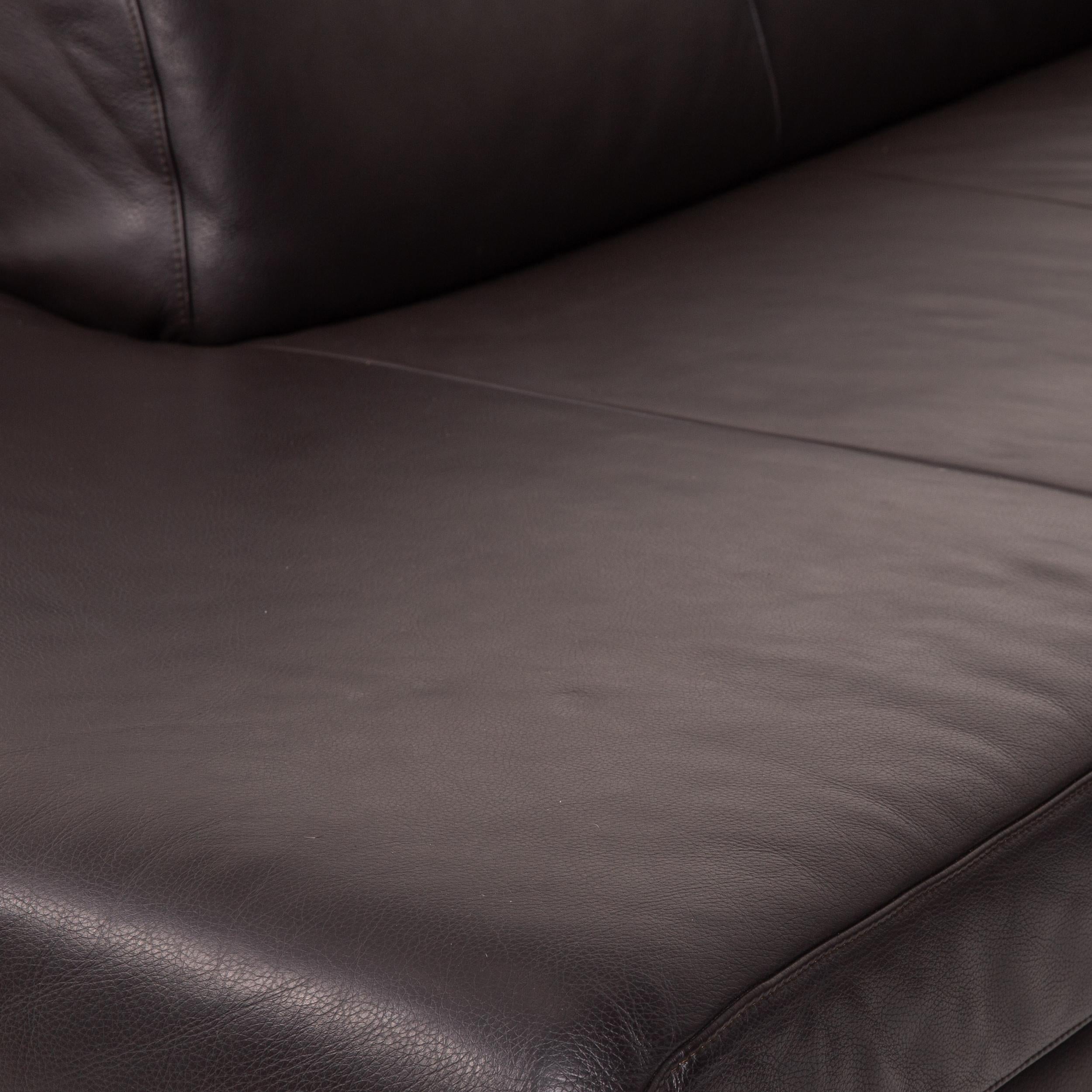 Ewald Schillig Leather Corner Sofa Brown Dark Brown Sofa Couch In Good Condition In Cologne, DE