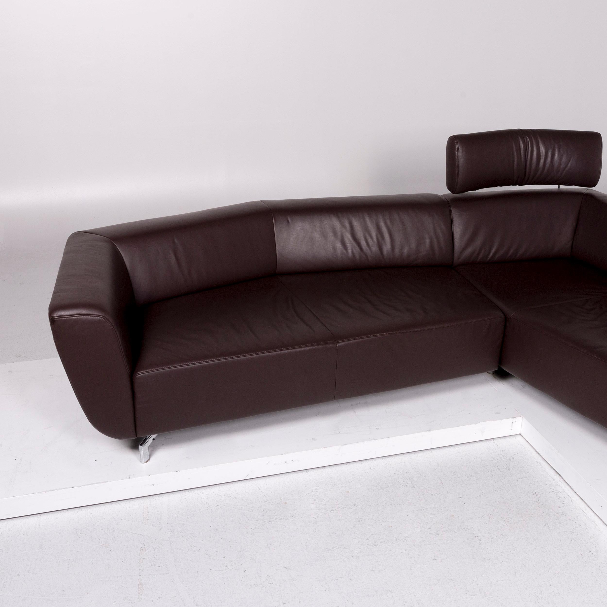 Ewald Schillig Leather Corner Sofa Brown Dark Brown Sofa Couch For Sale 1