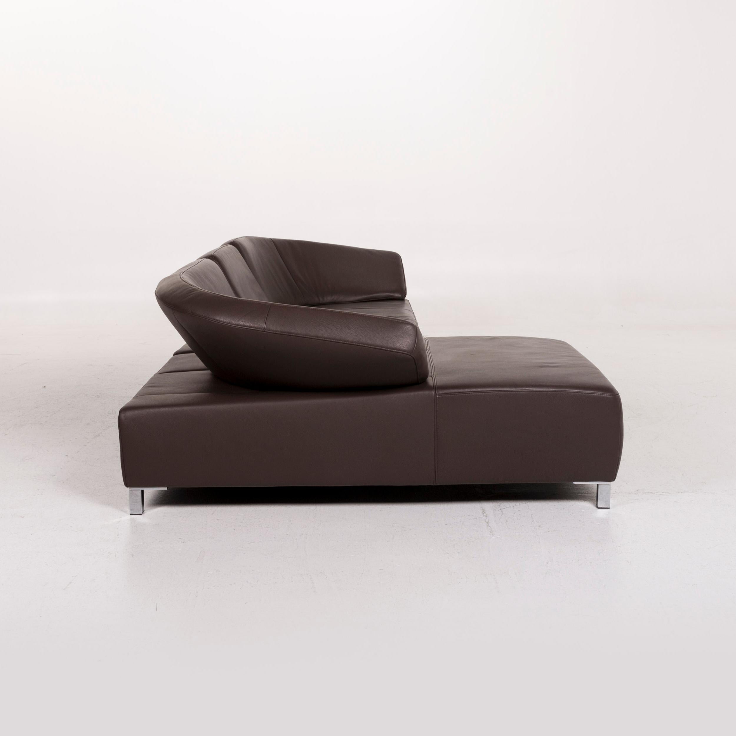 Contemporary Ewald Schillig Leather Corner Sofa Brown Dark Brown Sofa Couch
