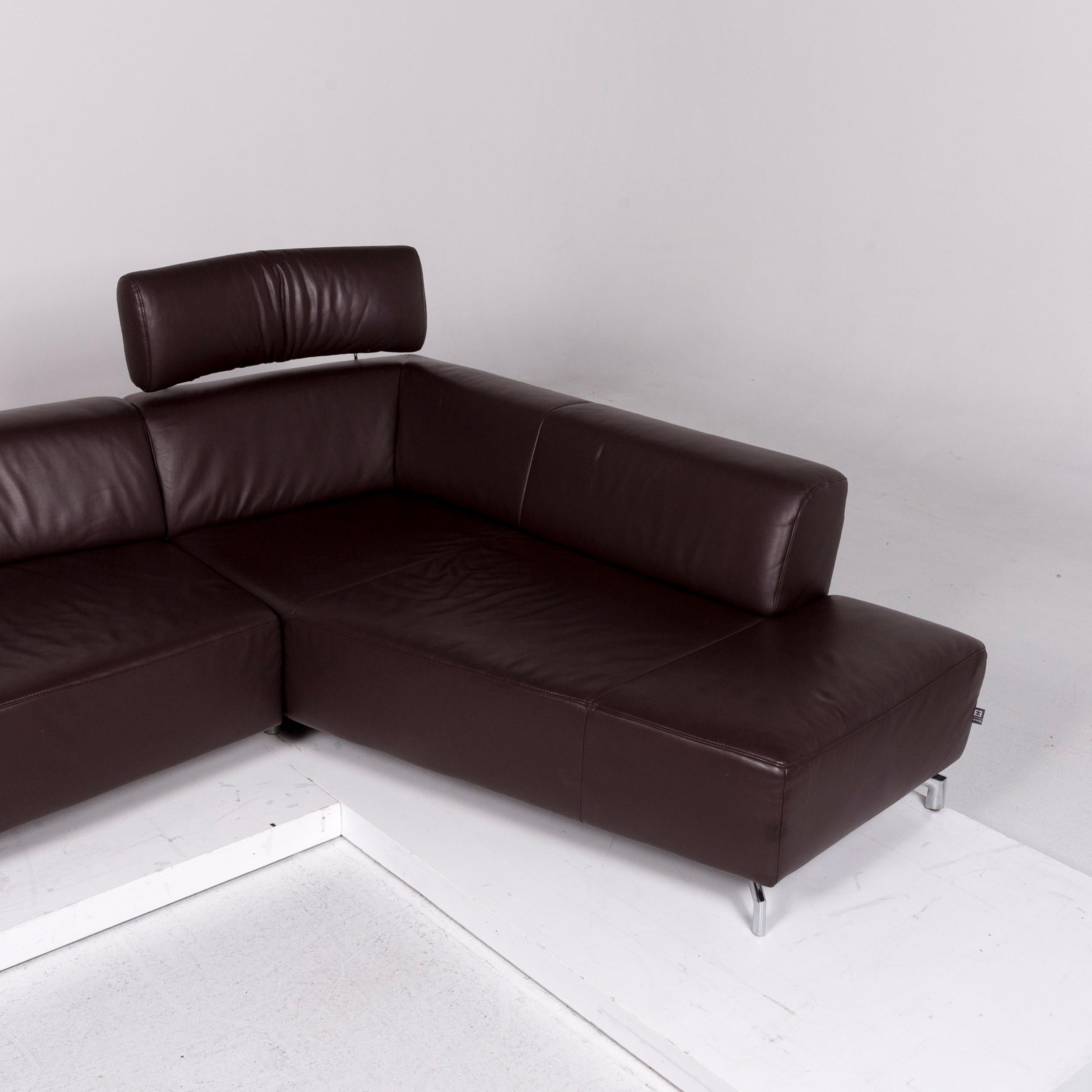 Ewald Schillig Leather Corner Sofa Brown Dark Brown Sofa Couch For Sale 2