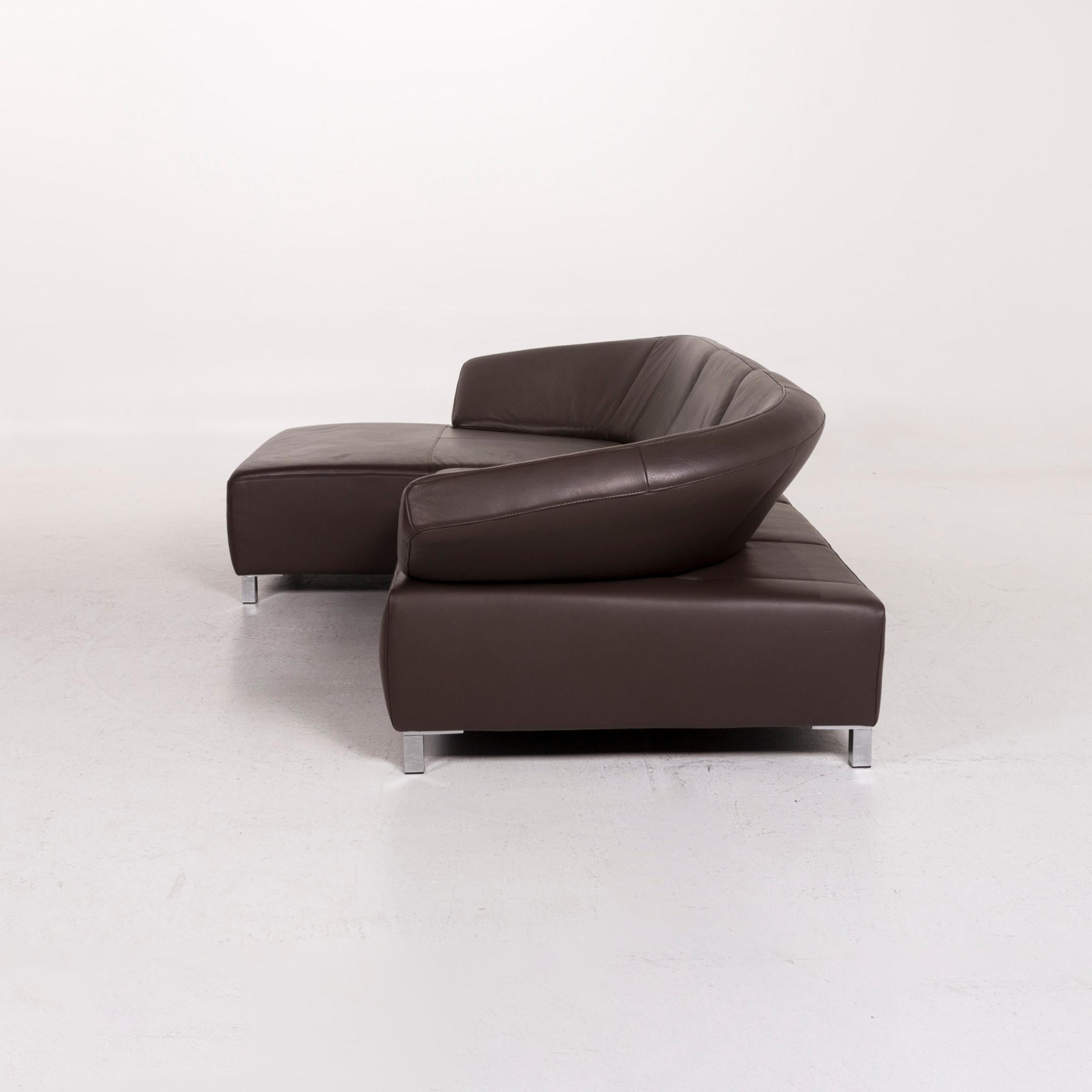 Ewald Schillig Leather Corner Sofa Brown Dark Brown Sofa Couch 1