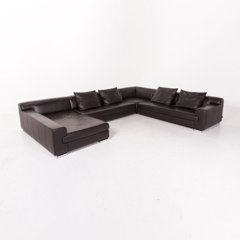 Ewald Schillig Leather Corner Sofa Brown Dark Brown Sofa Couch For Sale At 1stdibs