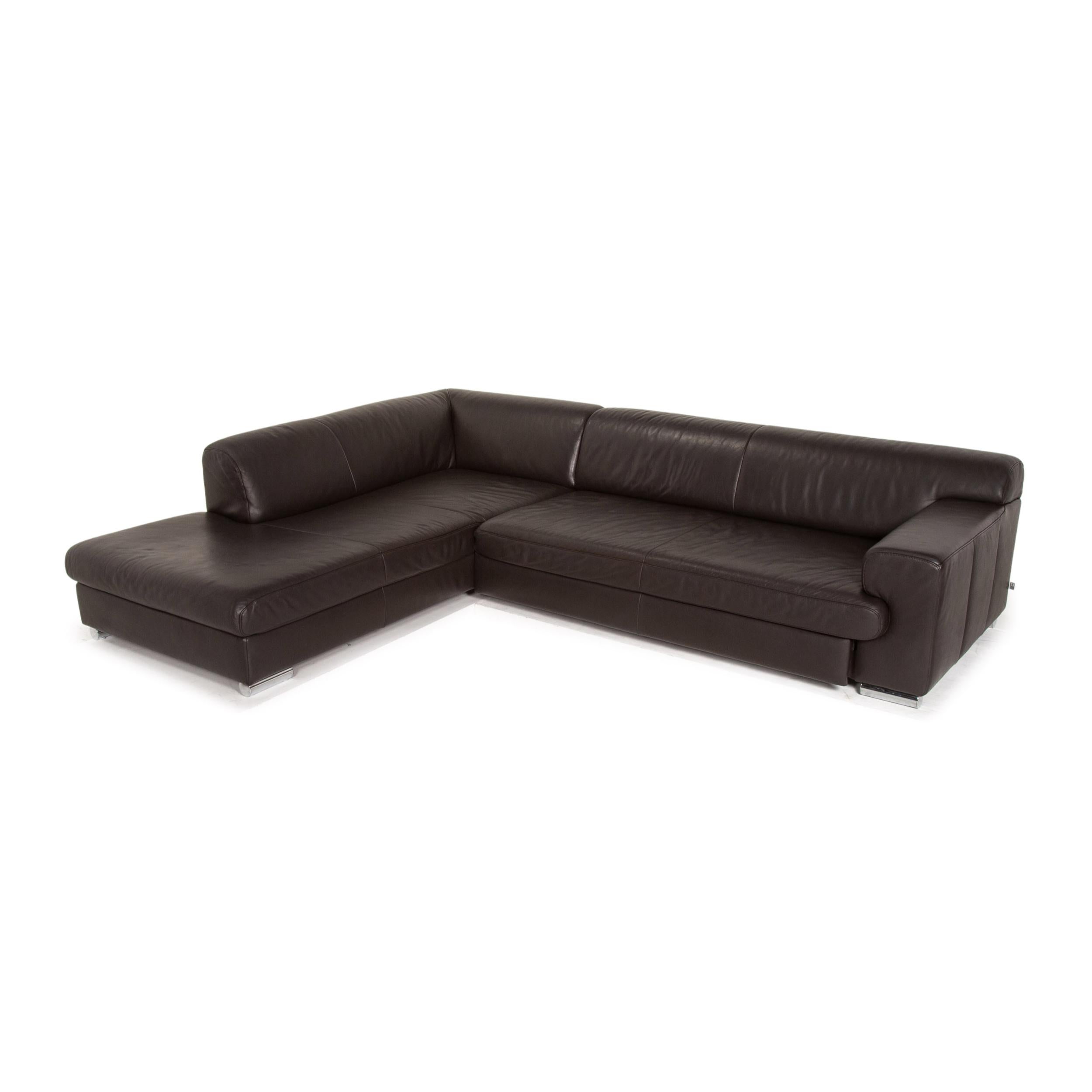 Ewald Schillig Leather Corner Sofa Brown Dark Brown Sofa Couch 2