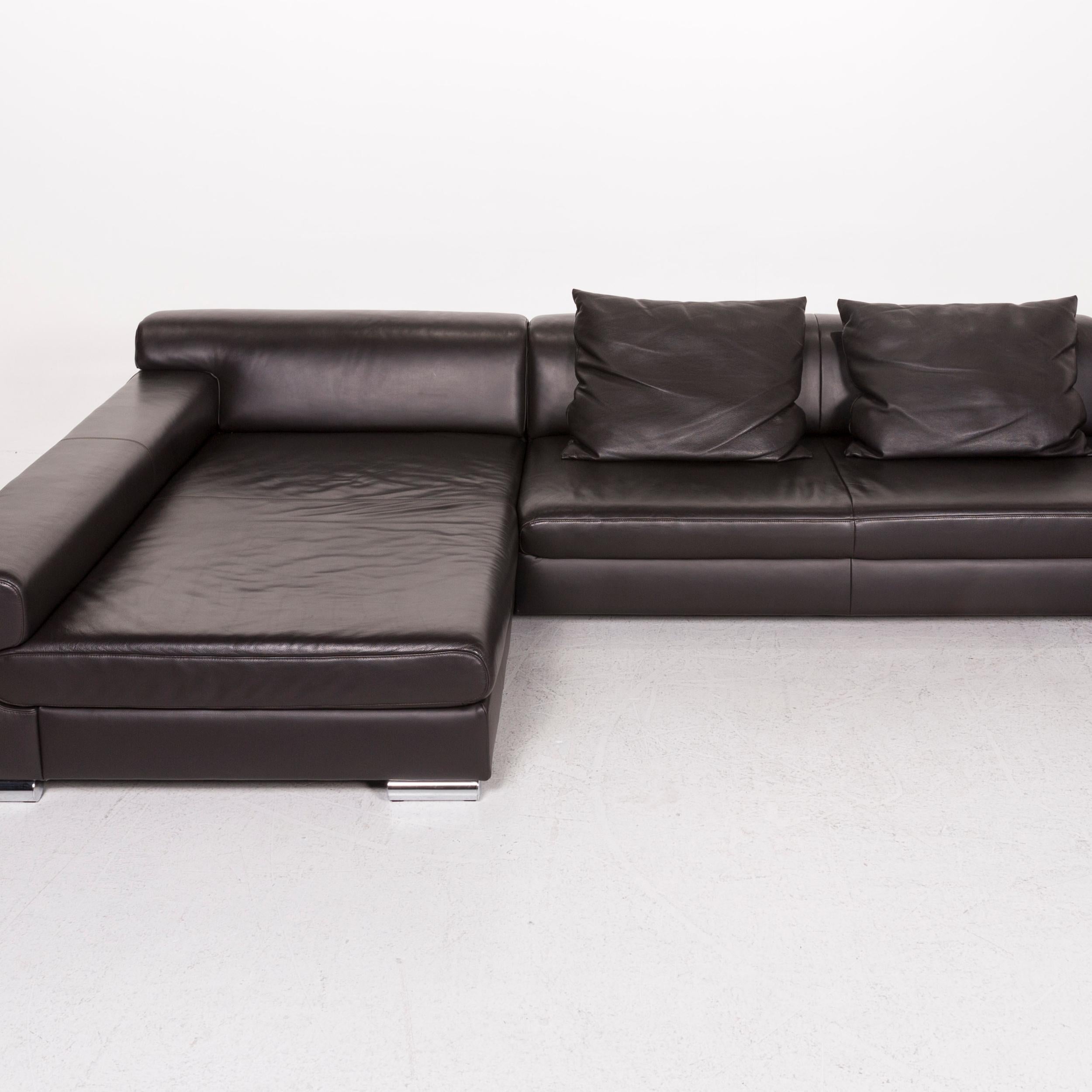 Ewald Schillig Leather Corner Sofa Brown Dark Brown Sofa Couch For Sale 3
