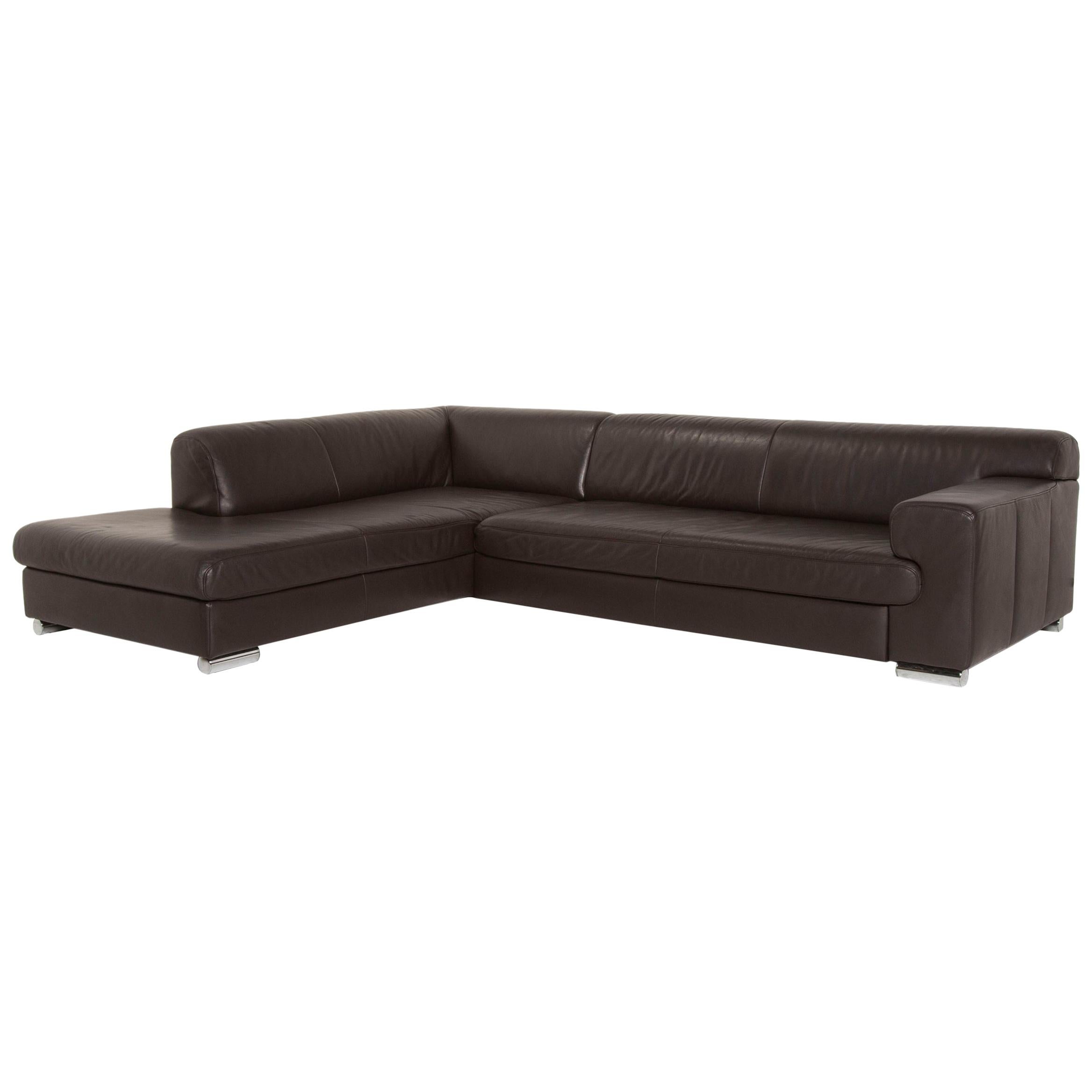 Ewald Schillig Leather Corner Sofa Brown Dark Brown Sofa Couch