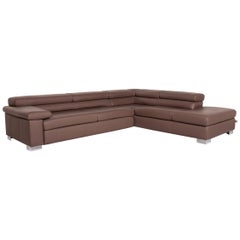 Ewald Schillig Leather Corner Sofa Brown Function Sofa Couch