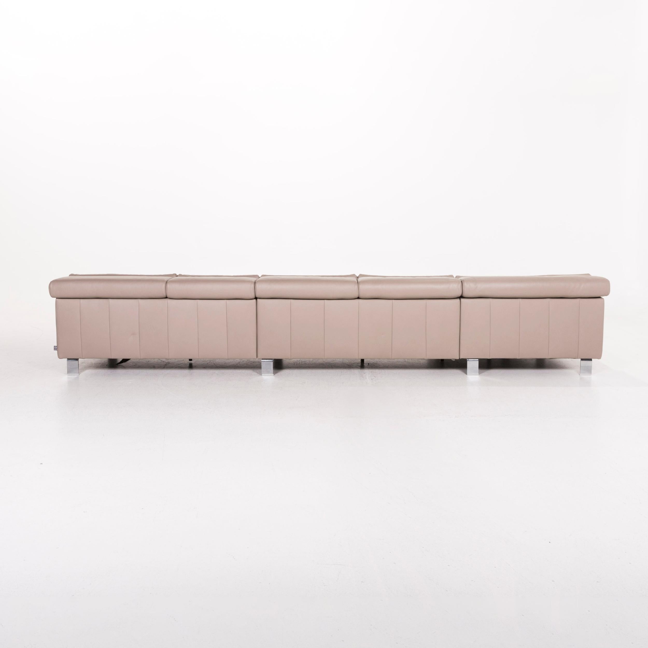 Ewald Schillig Leather Corner Sofa Brown Gray Beige Cappucino Sofa Couch For Sale 5