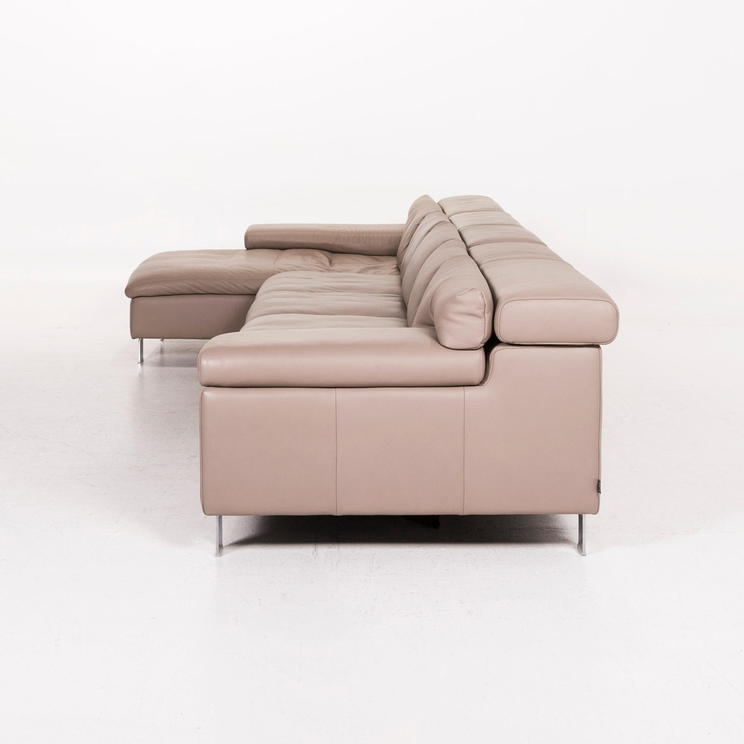 Ewald Schillig Leather Corner Sofa Brown Gray Beige Cappucino Sofa Couch For Sale 6