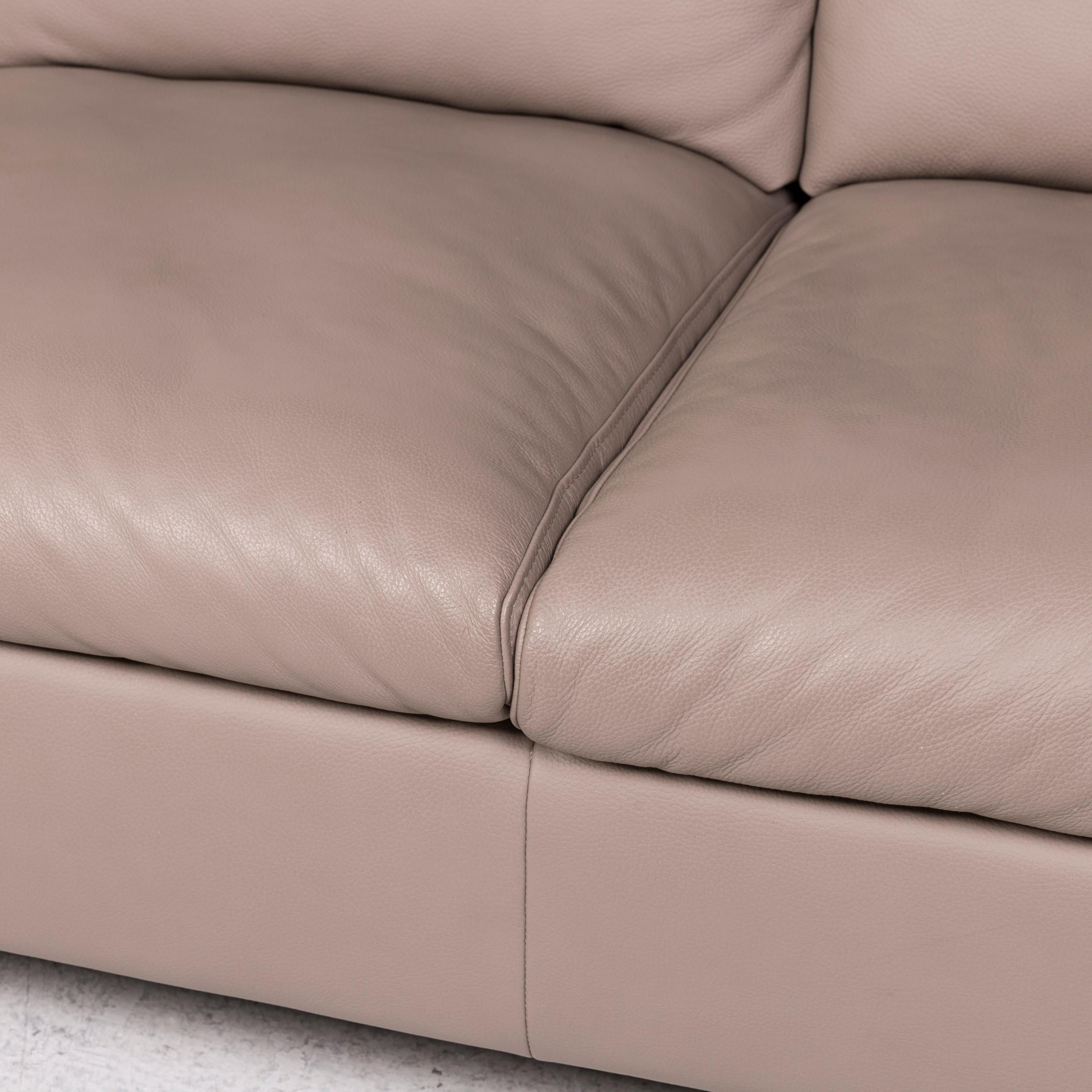 Modern Ewald Schillig Leather Corner Sofa Brown Gray Beige Cappucino Sofa Couch For Sale