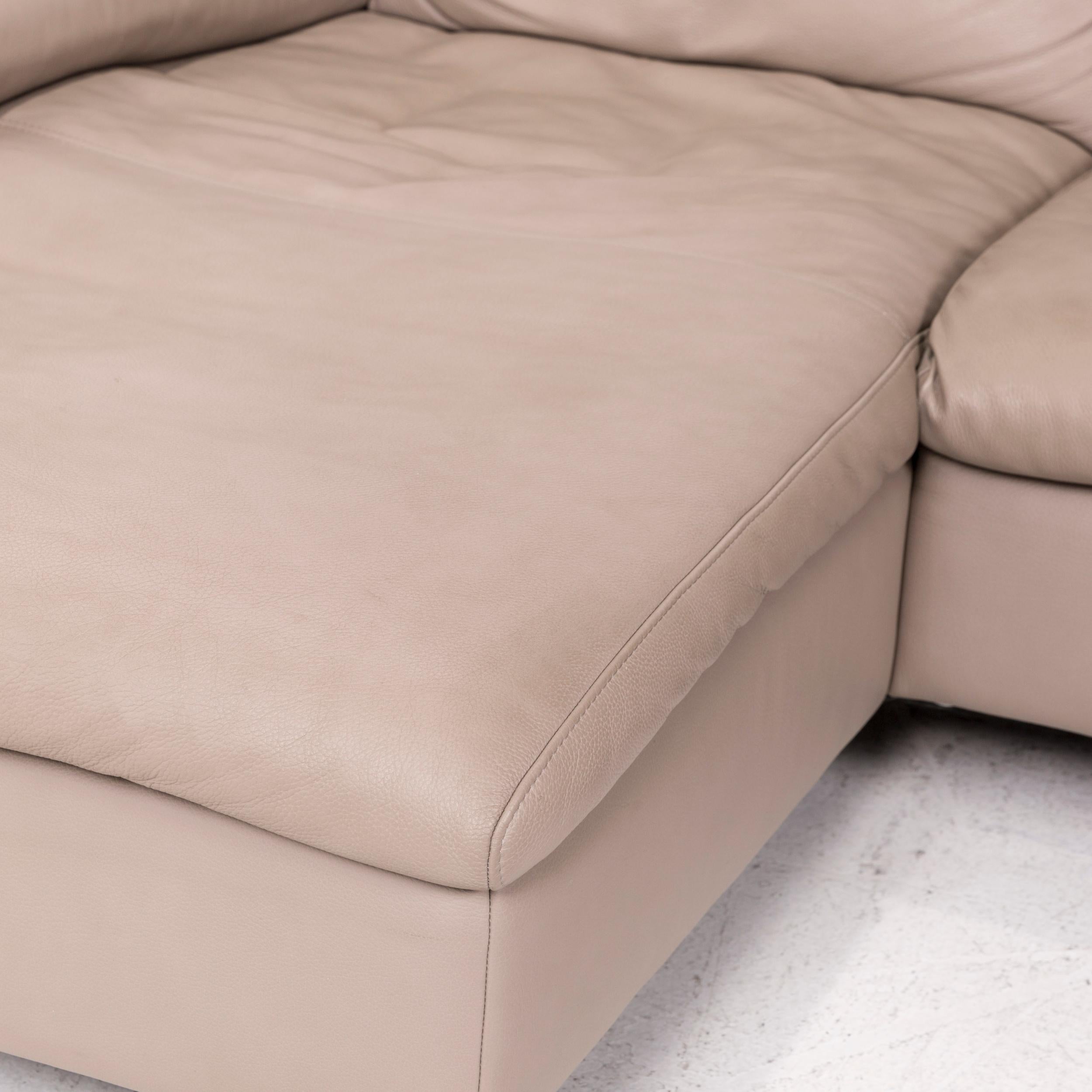 German Ewald Schillig Leather Corner Sofa Brown Gray Beige Cappucino Sofa Couch For Sale