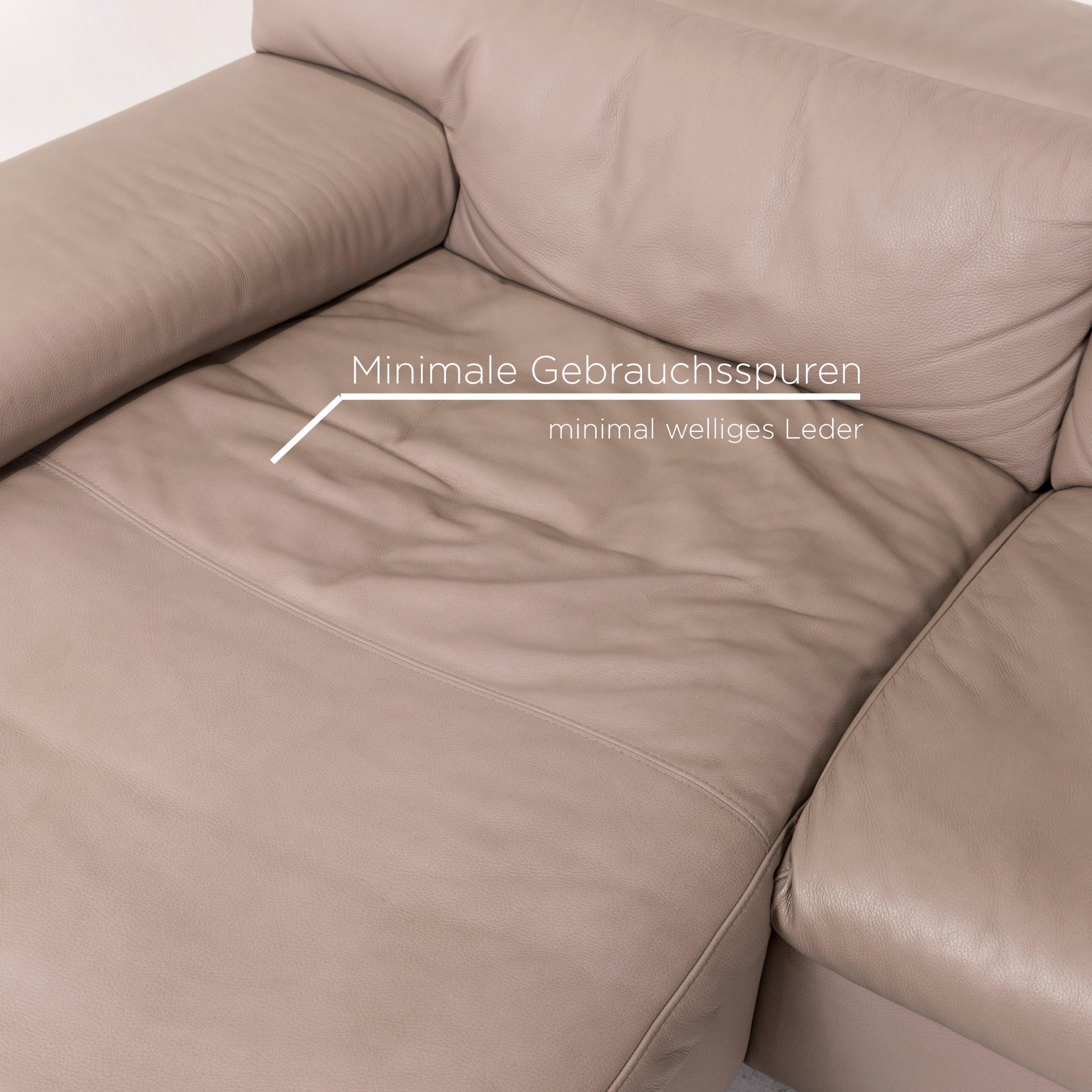 Ewald Schillig Leather Corner Sofa Brown Gray Beige Cappucino Sofa Couch In Good Condition For Sale In Cologne, DE