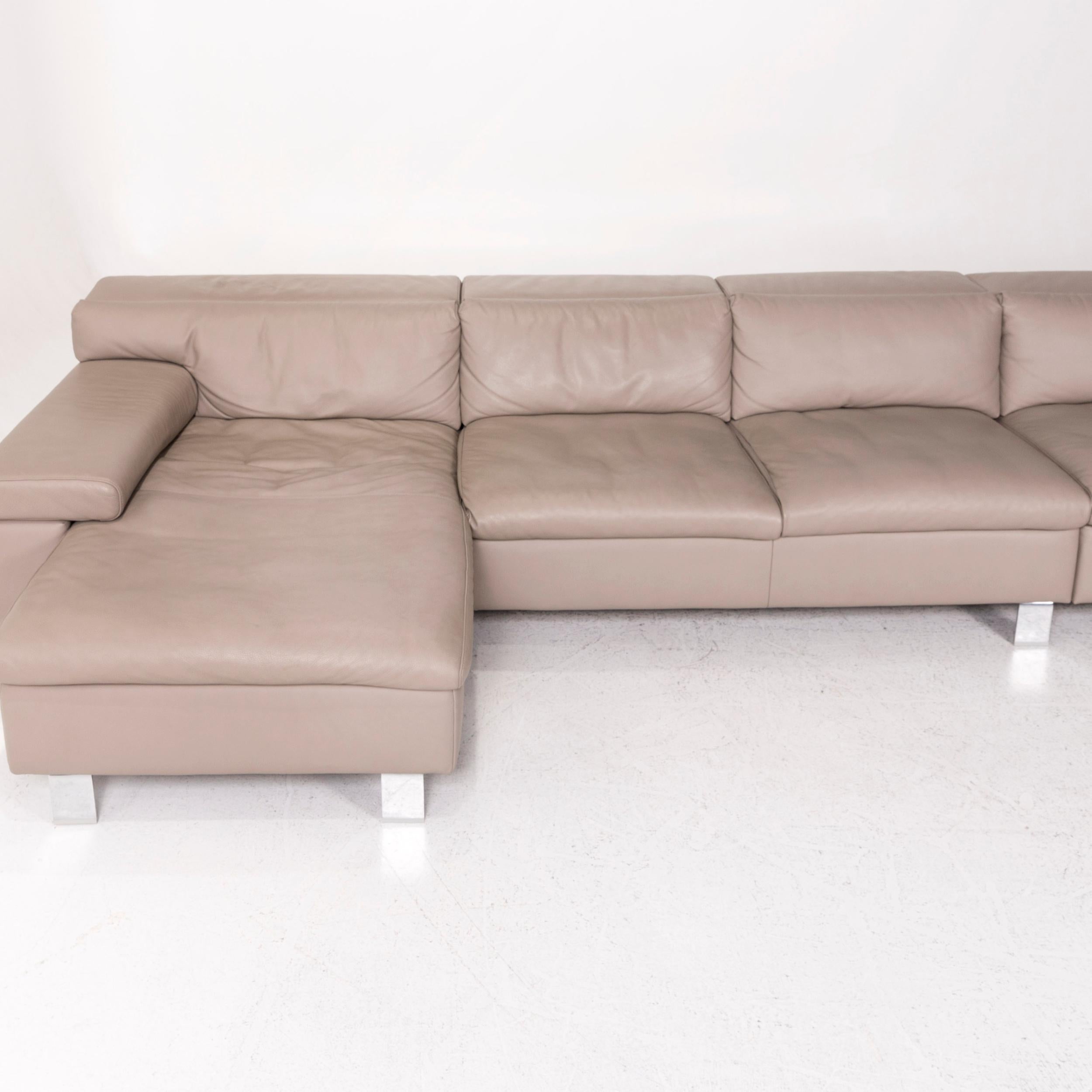 Ewald Schillig Leather Corner Sofa Brown Gray Beige Cappucino Sofa Couch For Sale 2