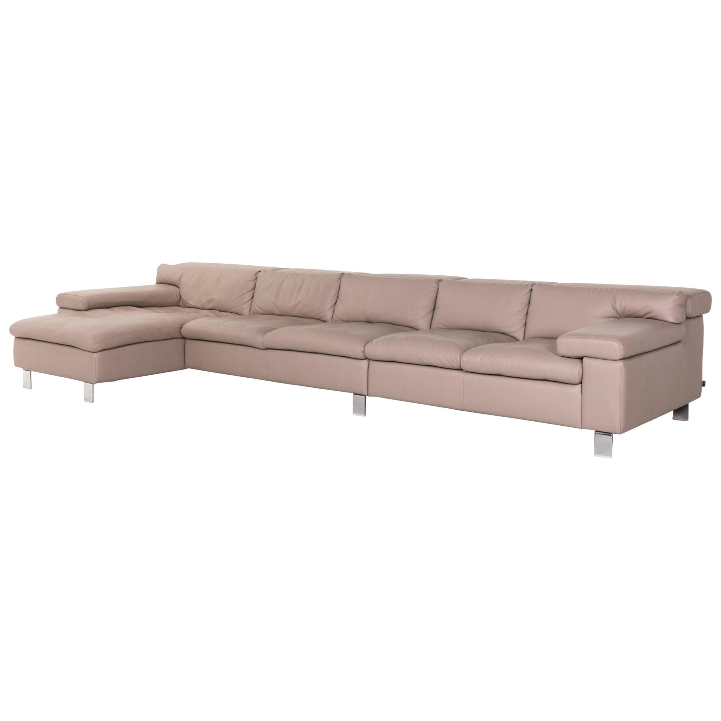 Ewald Schillig Leather Corner Sofa Brown Gray Beige Cappucino Sofa Couch For Sale